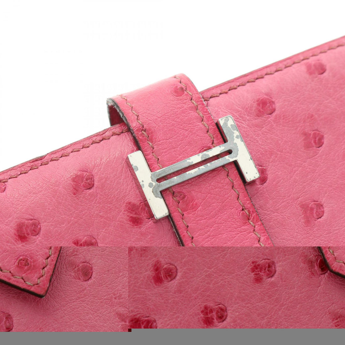 Hermes Ostrich Bearn Classic Pink Long Wallet