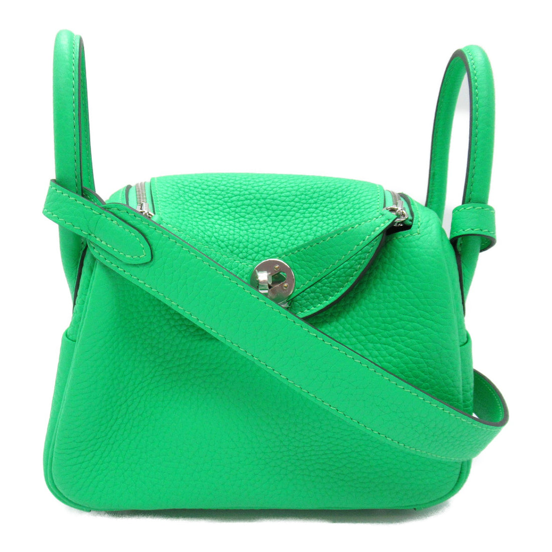 Hermes Mini Lindy Leather Shoulder Bag Green