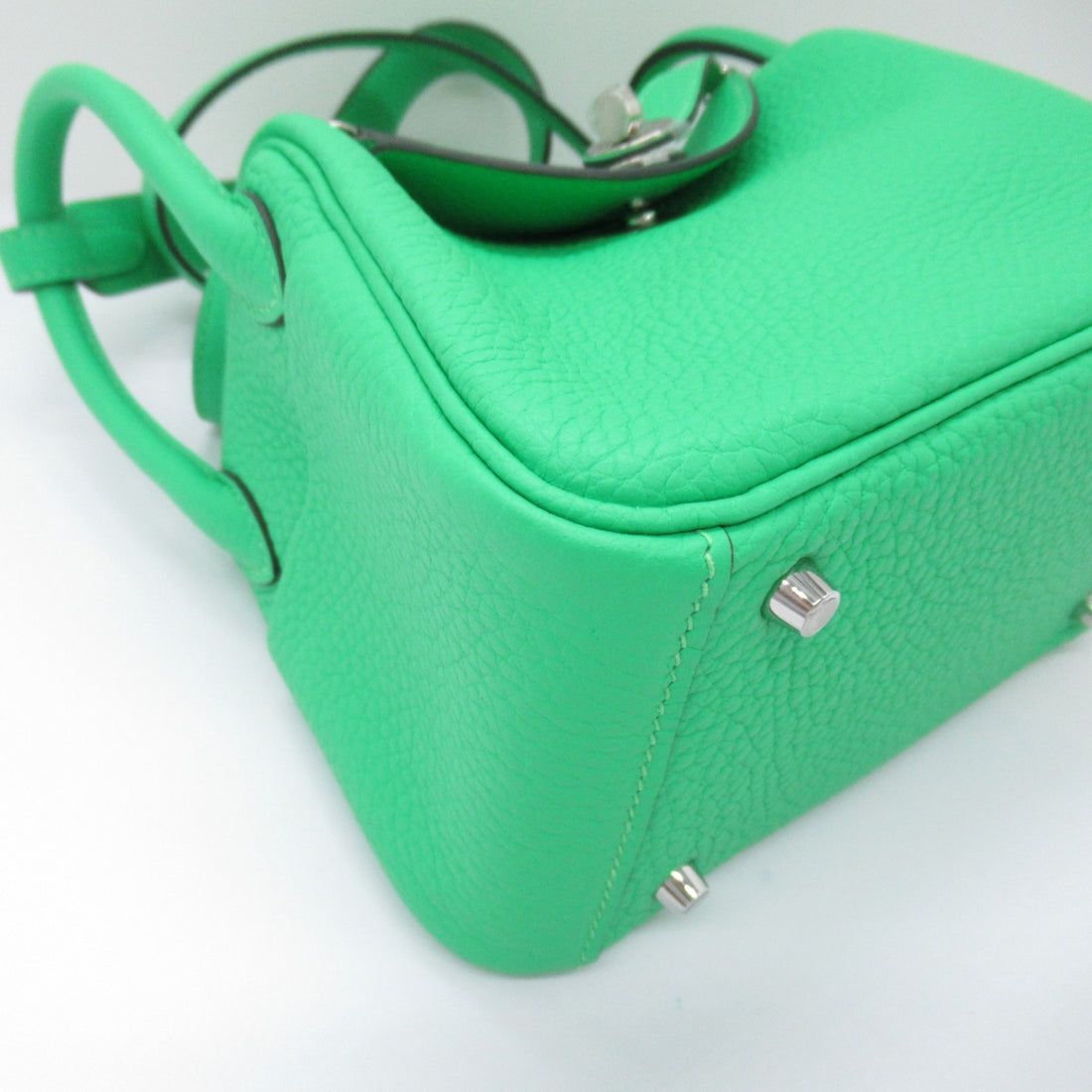 Hermes Mini Lindy Leather Shoulder Bag Green