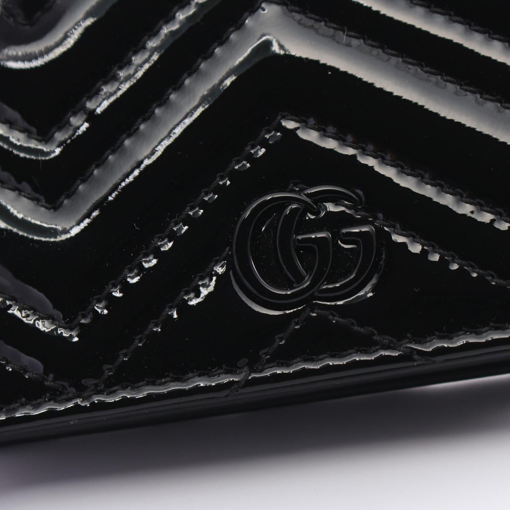 Gucci GG Marmont Patent Leather Wallet Black