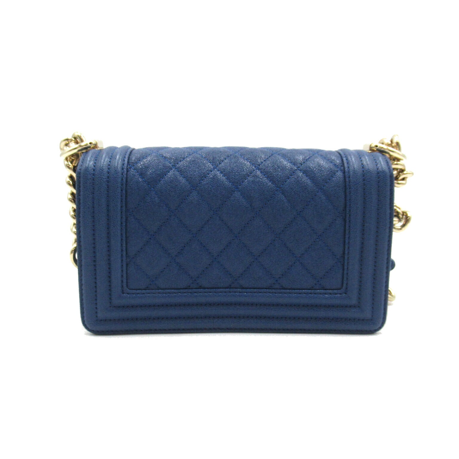 Chanel Boy Caviar Skin Chain Shoulder Bag Blue