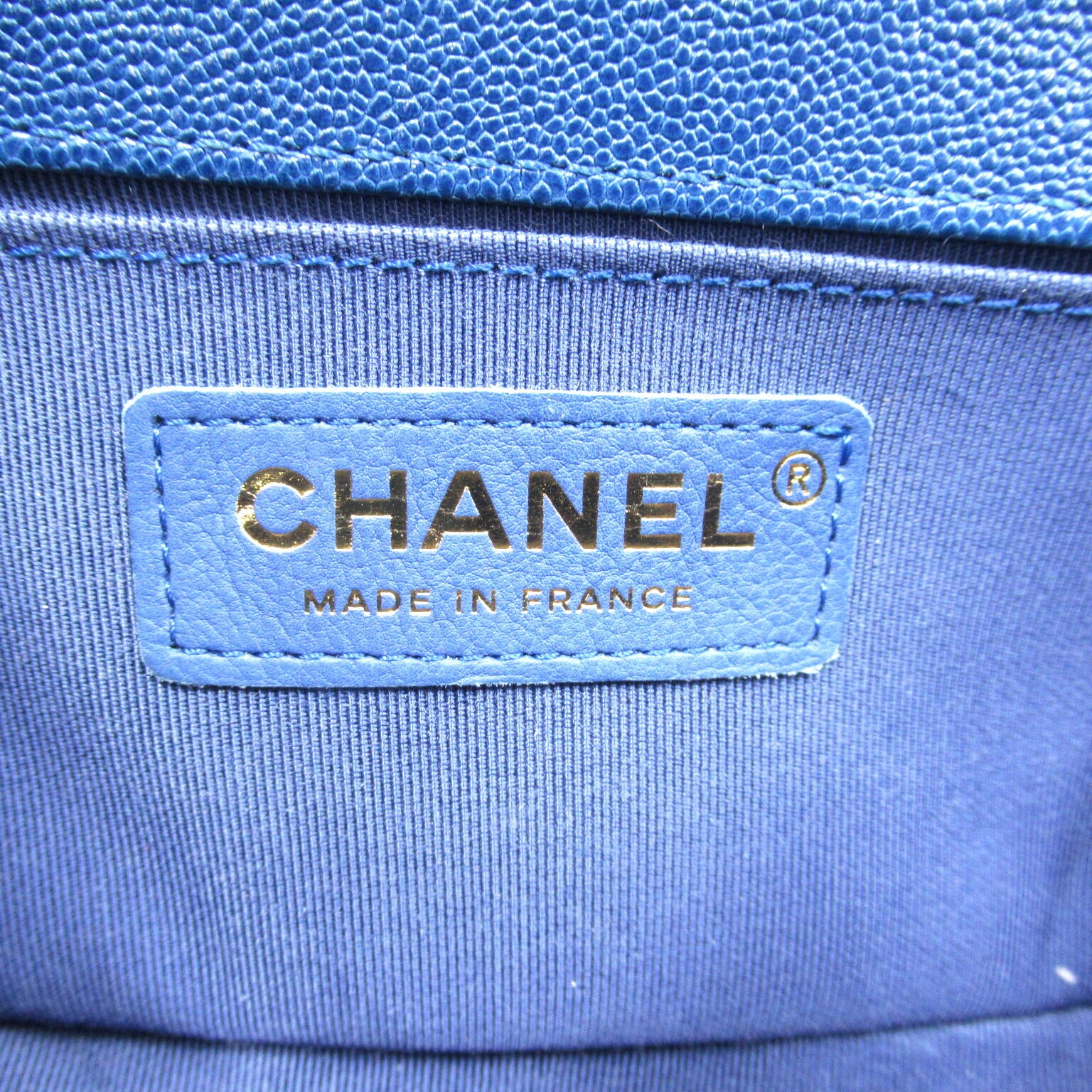 Chanel Boy Caviar Skin Chain Shoulder Bag Blue