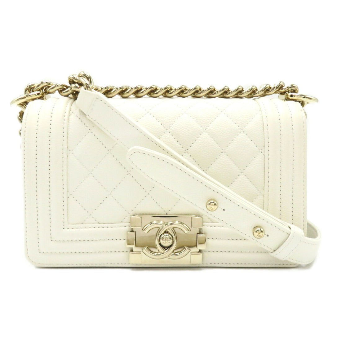 Chanel Boy Chain Shoulder Bag Caviar Skin