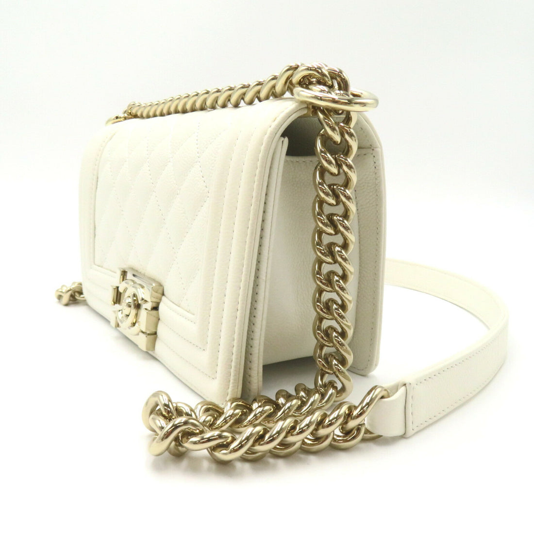 Chanel Boy Chain Shoulder Bag Caviar Skin