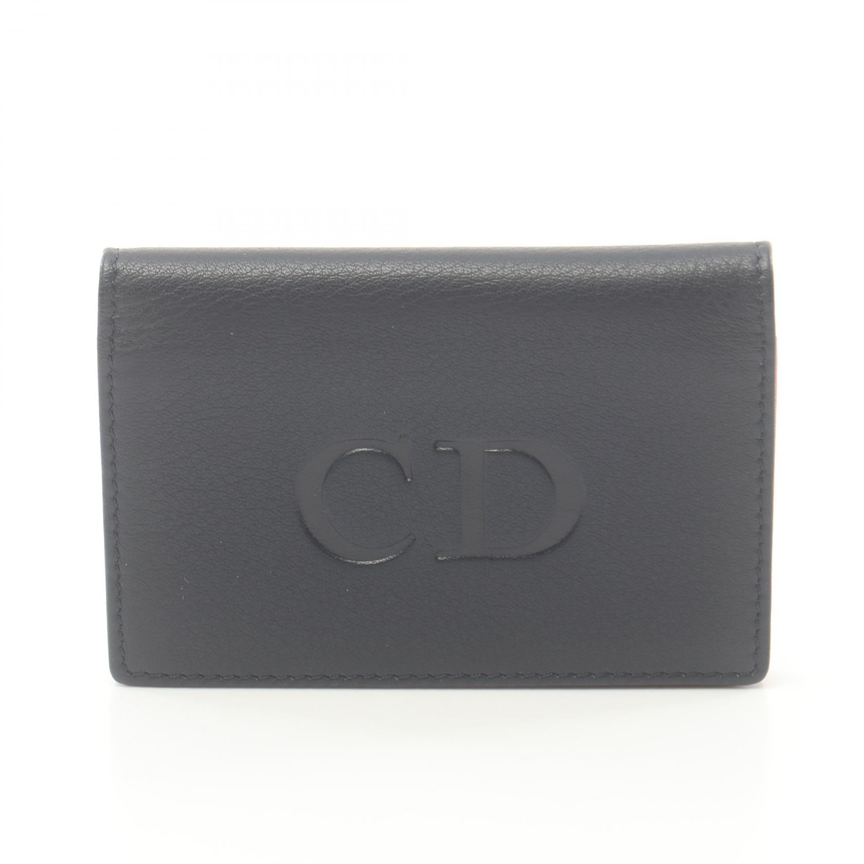 Dior Leather Card Case Navy