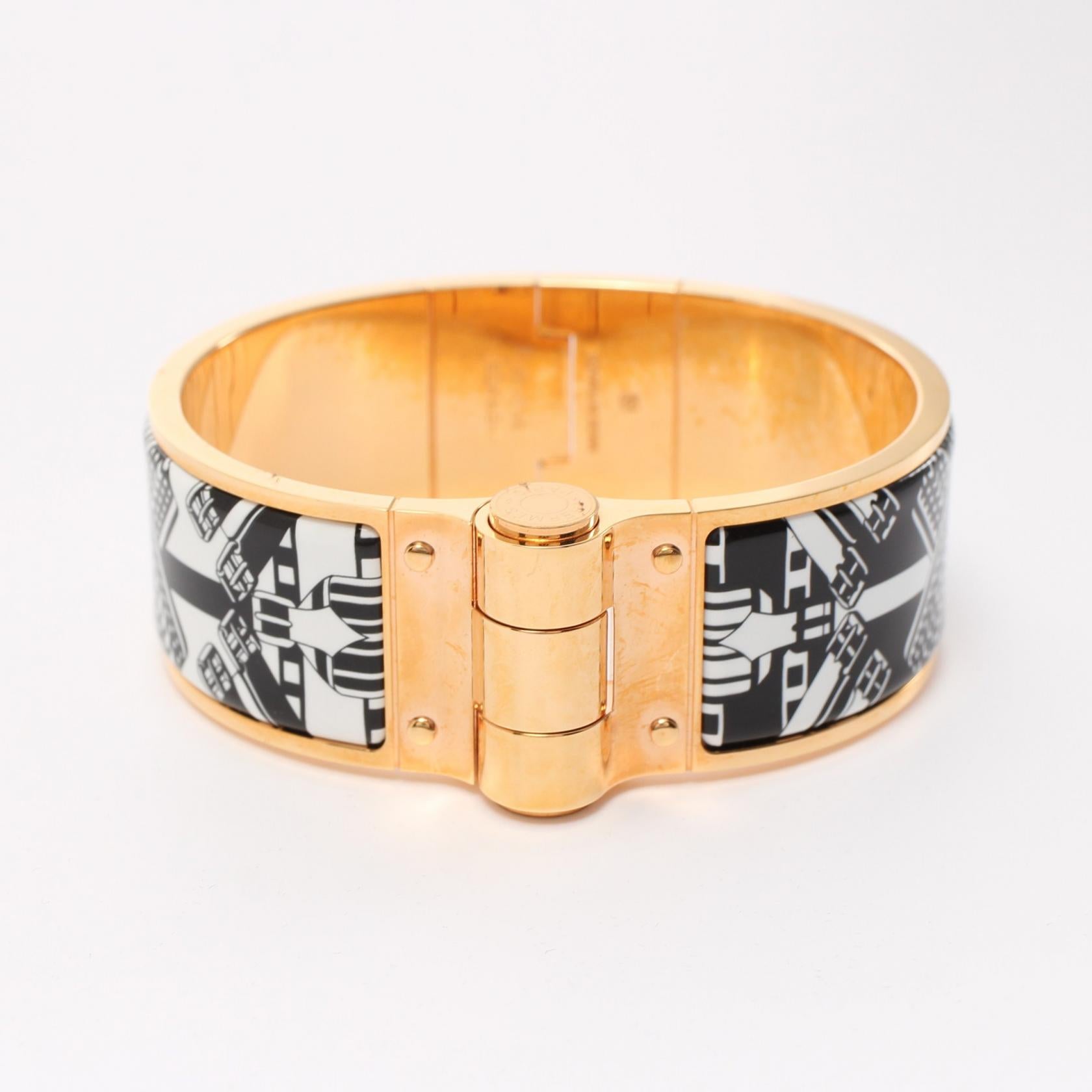 Hermes Charnieres GM Bangle Gold Enamel