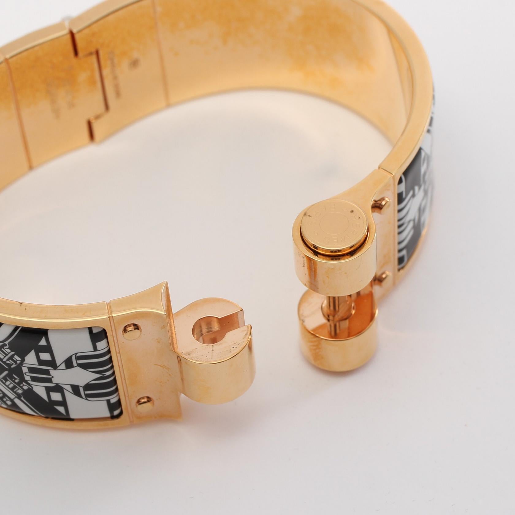 Hermes Charnieres GM Bangle Gold Enamel