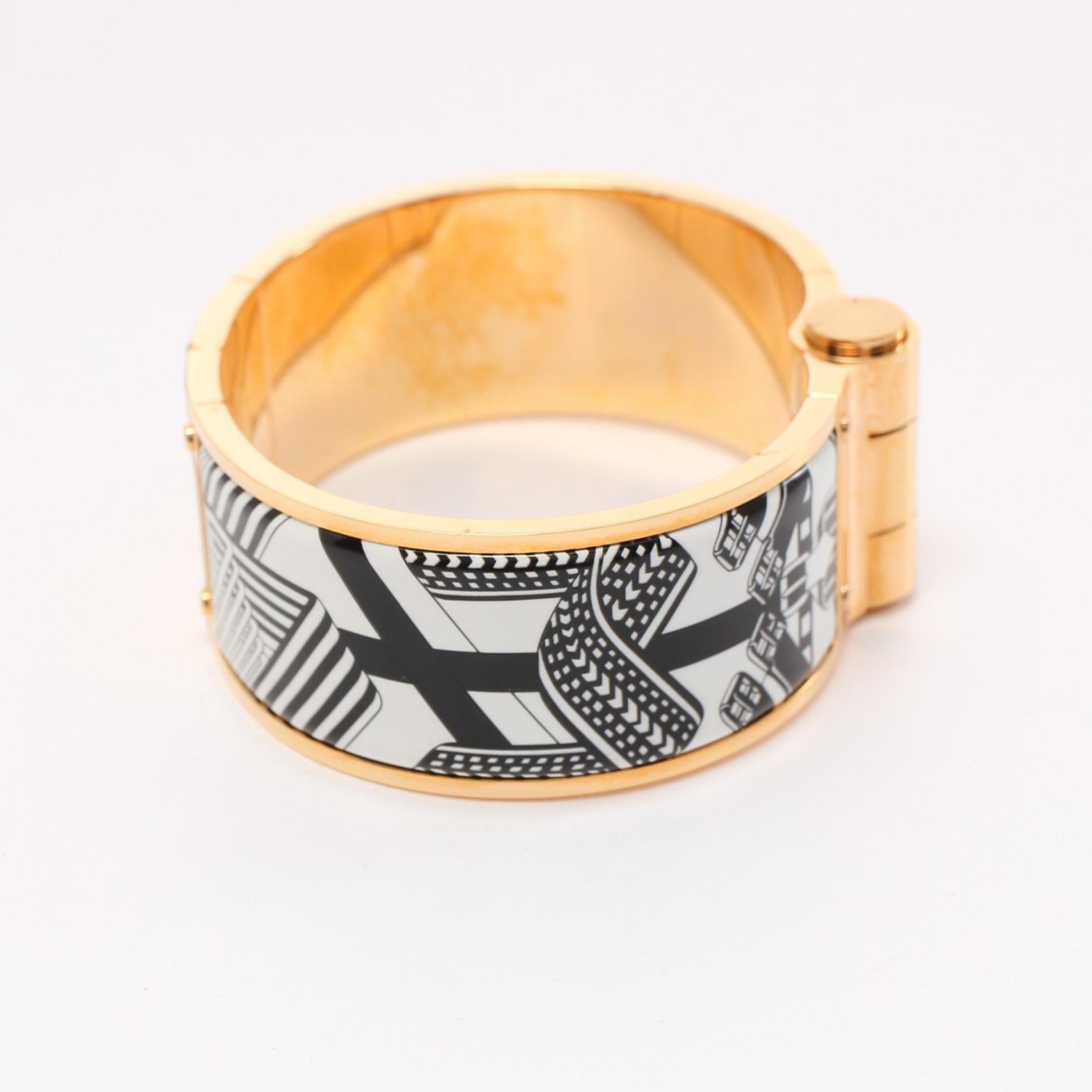 Hermes Charnieres GM Bangle Gold Enamel