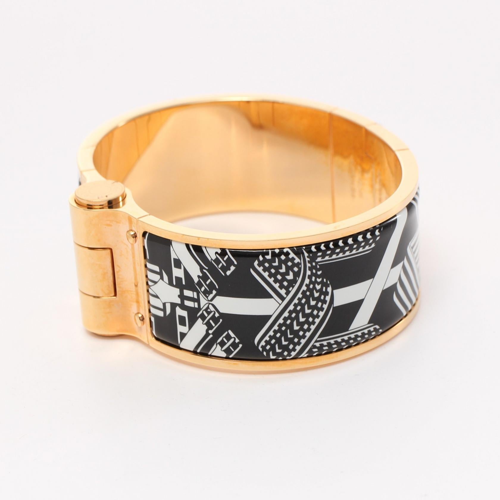 Hermes Charnieres GM Bangle Gold Enamel