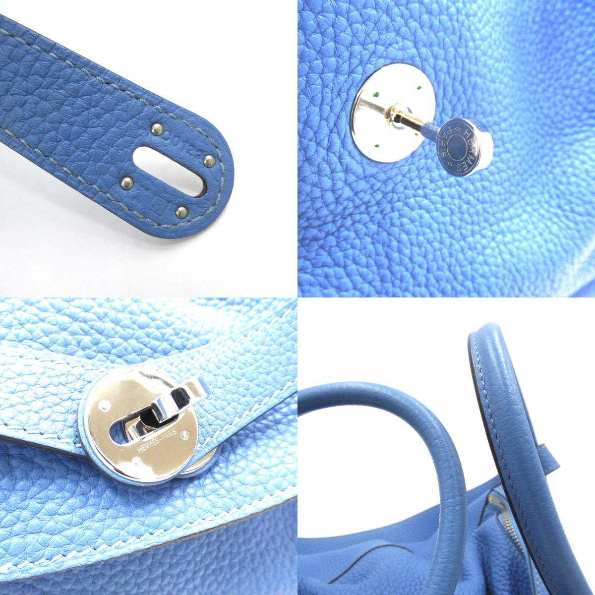 Hermes Lindy 34 Handbag Blue Calf Leather