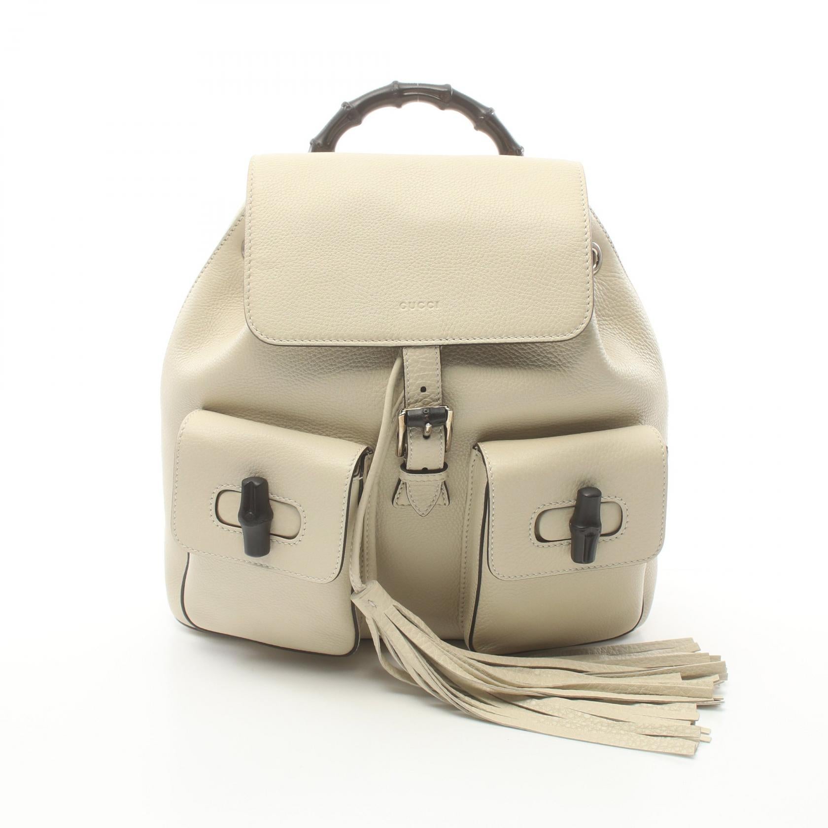 Gucci Bamboo Leather Backpack White 370833