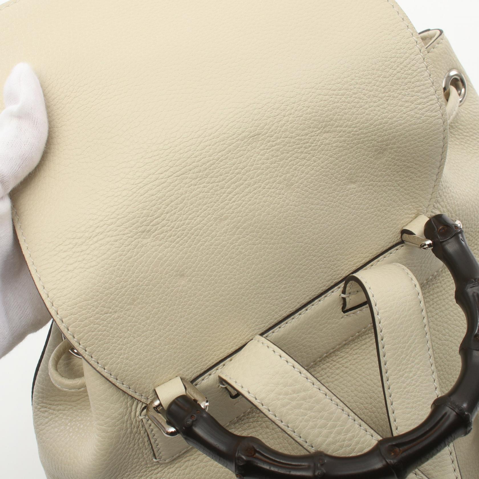 Gucci Bamboo Leather Backpack White 370833