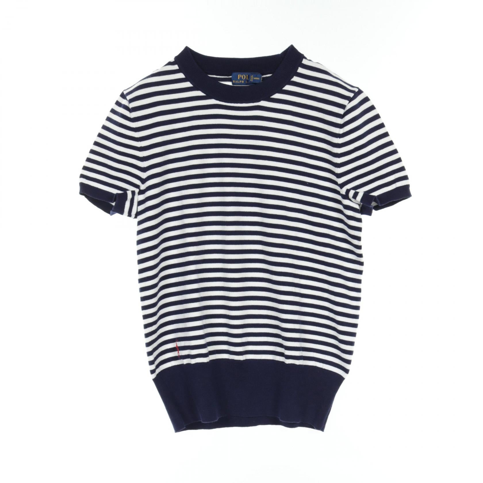 Polo Knit Cotton Nylon Top Navy/White