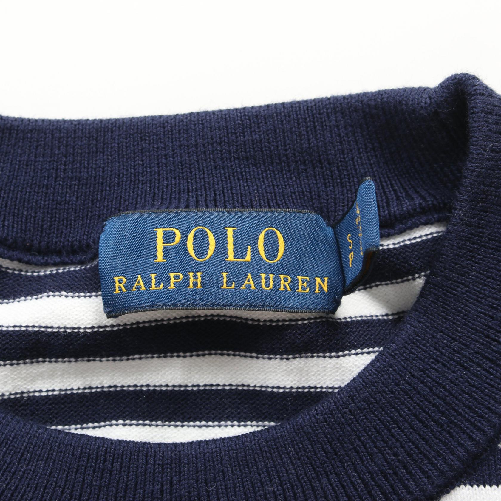 Polo Knit Cotton Nylon Top Navy/White