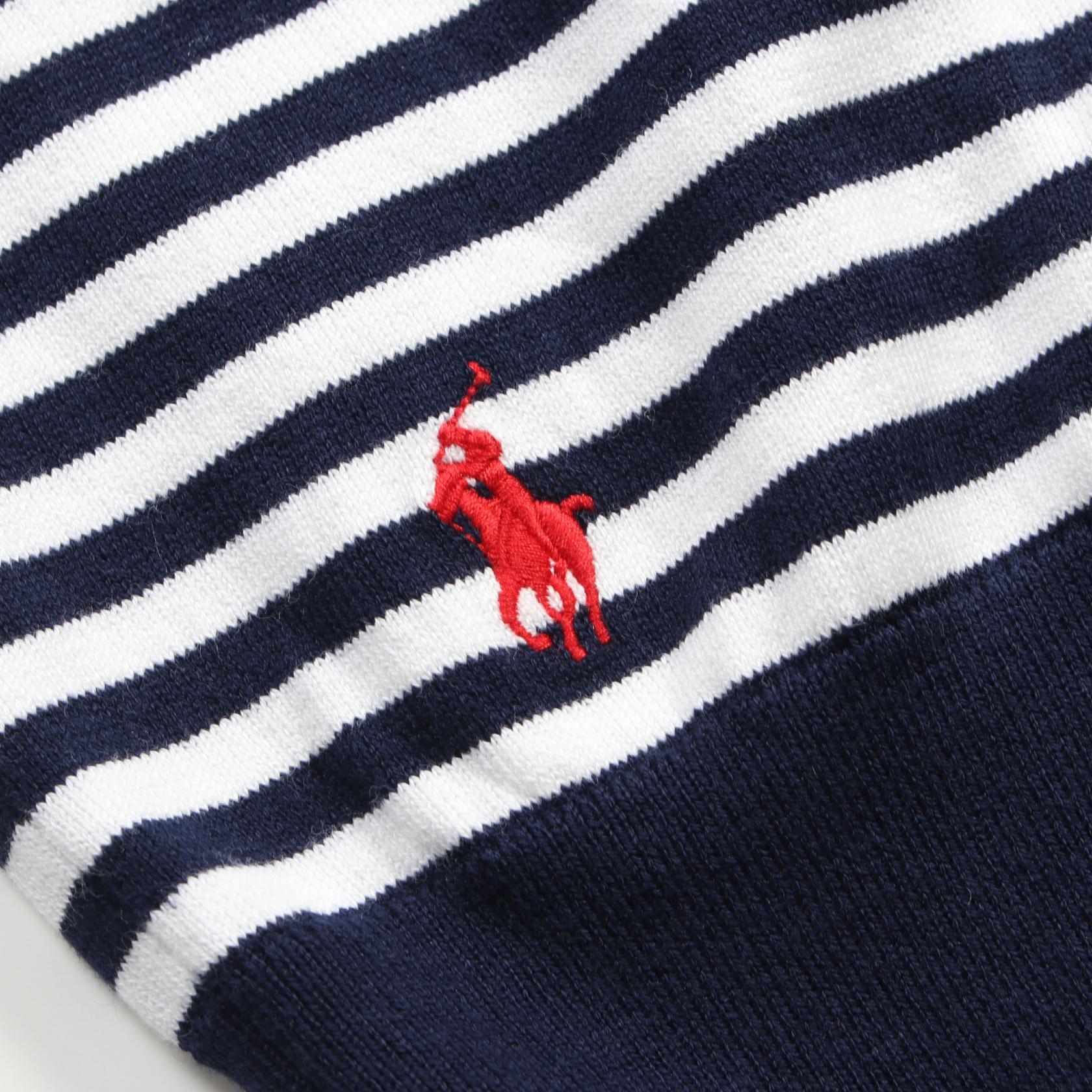 Polo Knit Cotton Nylon Top Navy/White