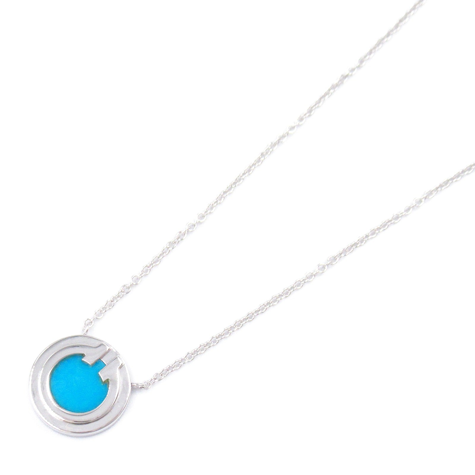 Tiffany & Co Turquoise Circle Pendant Necklace K18WG