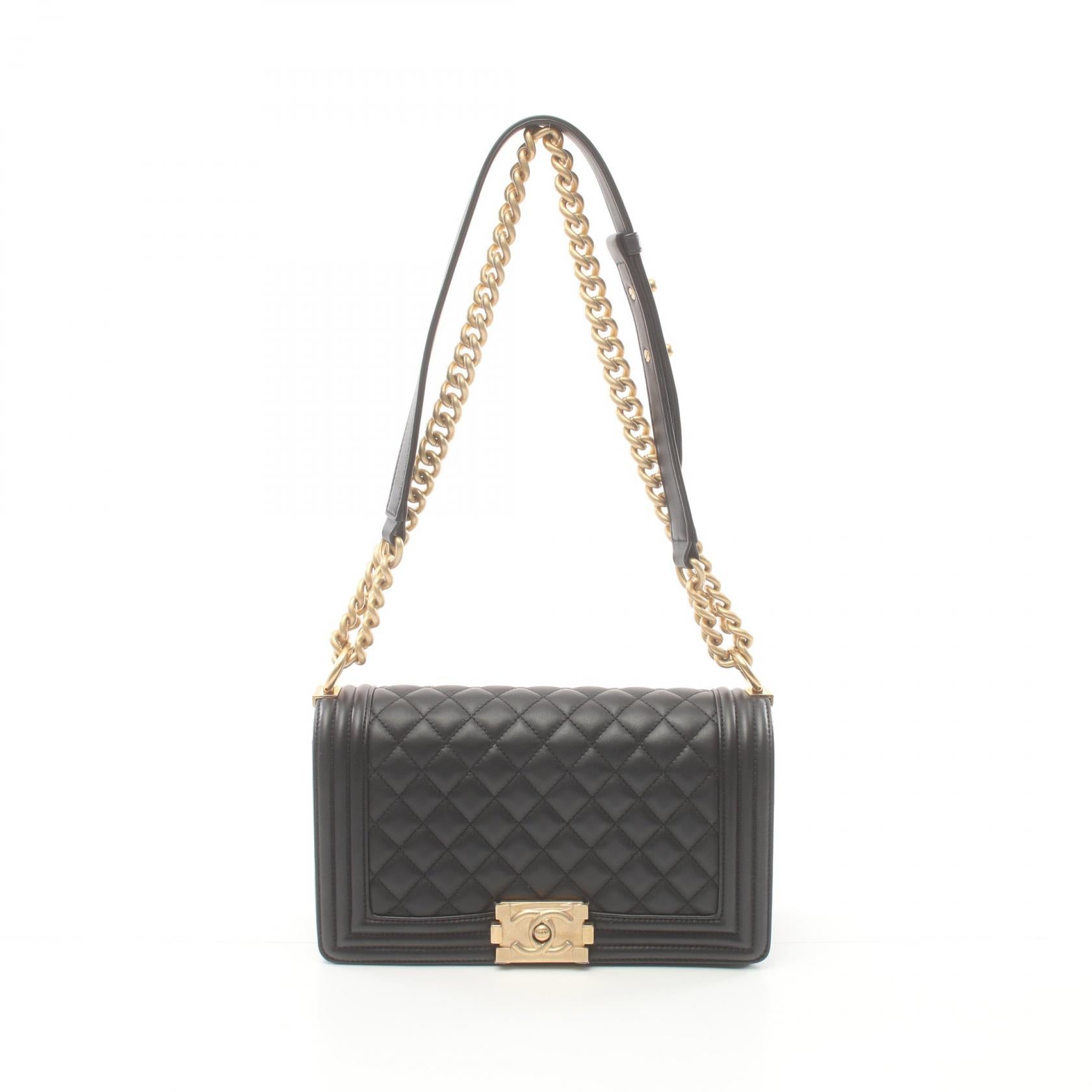 Chanel Boy Matelasse Shoulder Bag Black