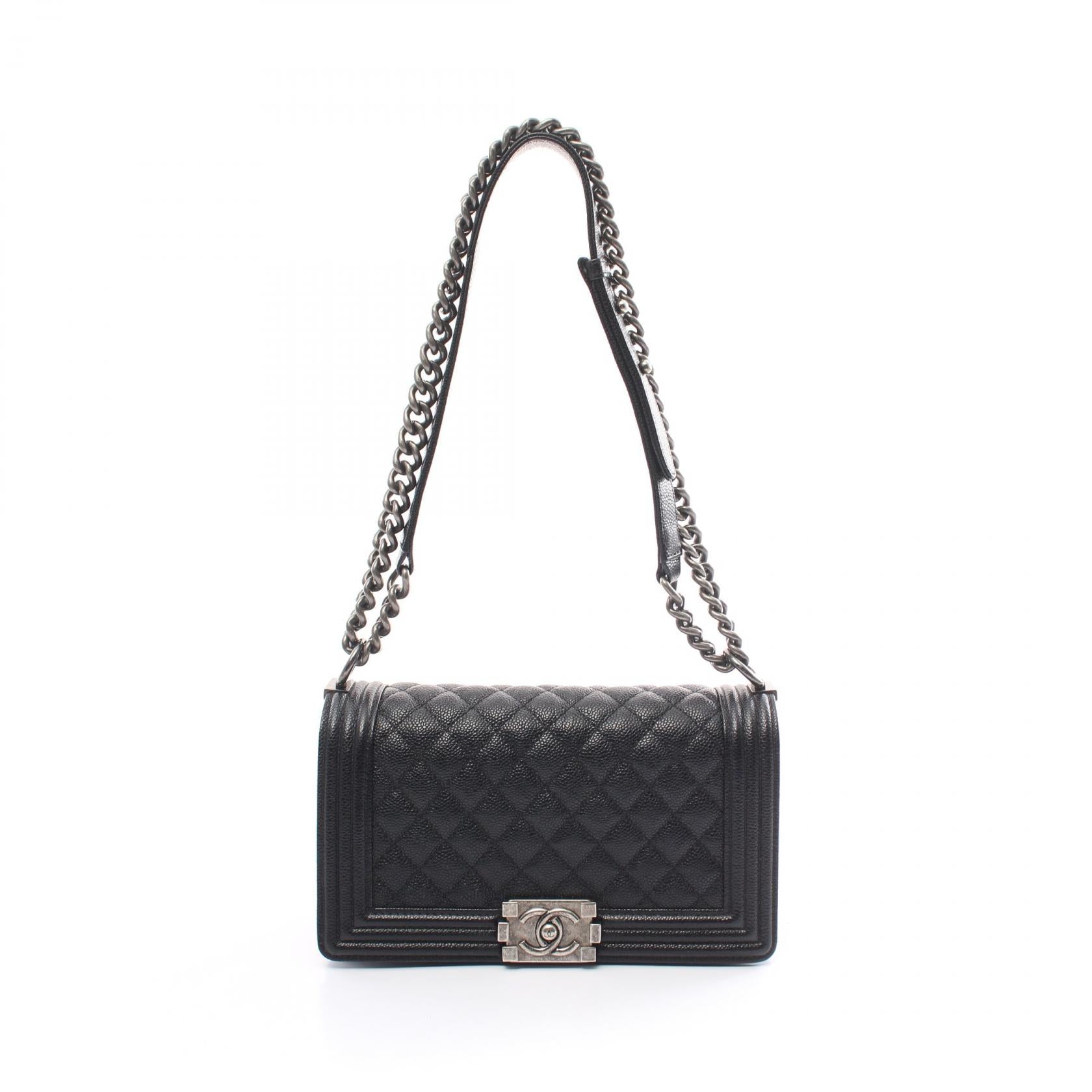 Chanel Boy Matelasse Shoulder Bag Black A67086