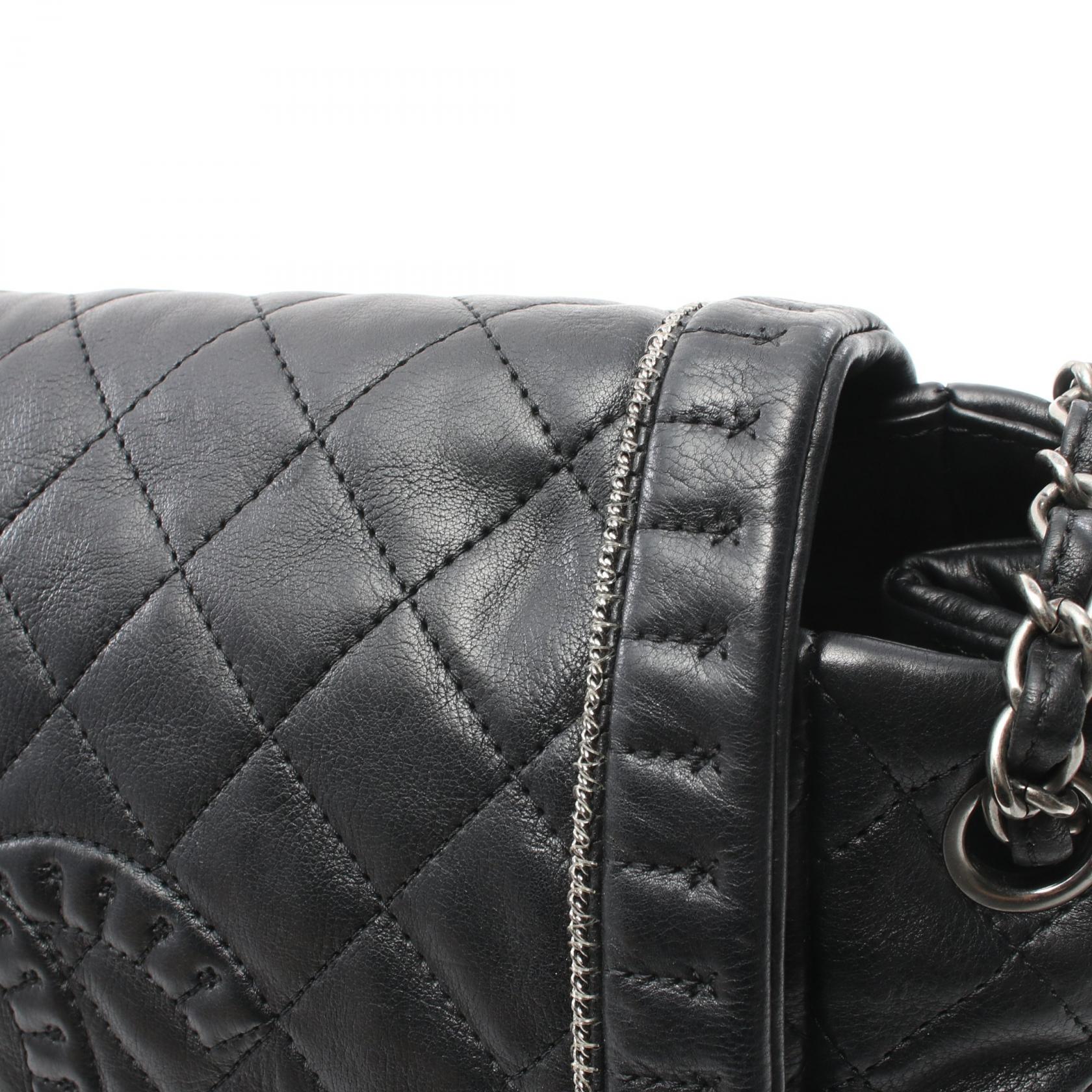 Chanel Leather Matelasse Shoulder Bag Black