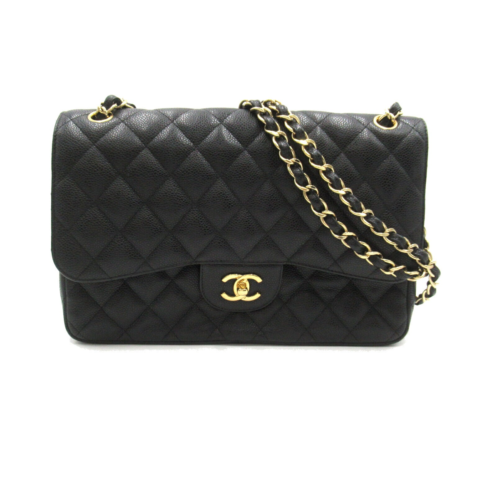 Chanel Caviar Skin Chain Shoulder Bag Black