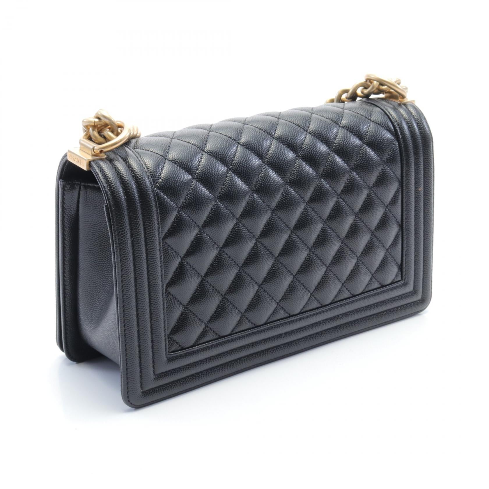 Chanel Boy Caviar Shoulder Bag Black