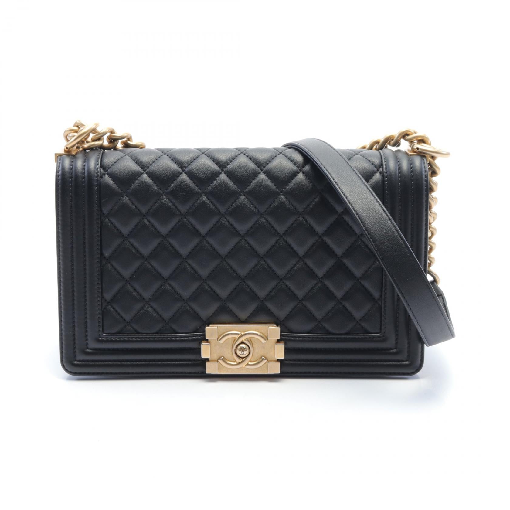 Chanel Boy Lambskin Shoulder Bag Black