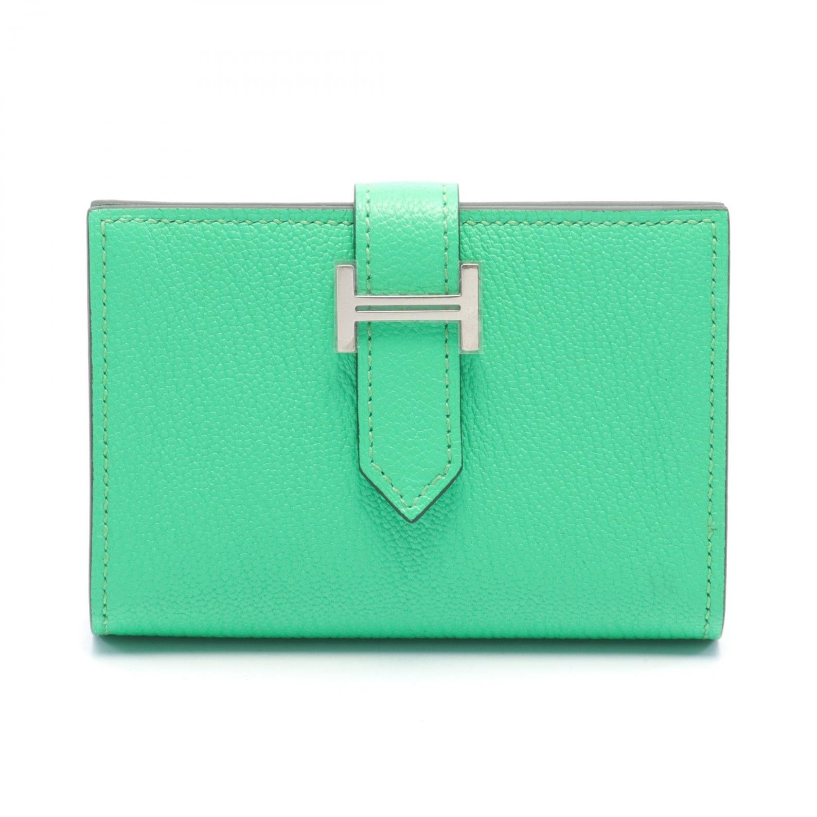 Hermes Chevre Bearn Card Case Green