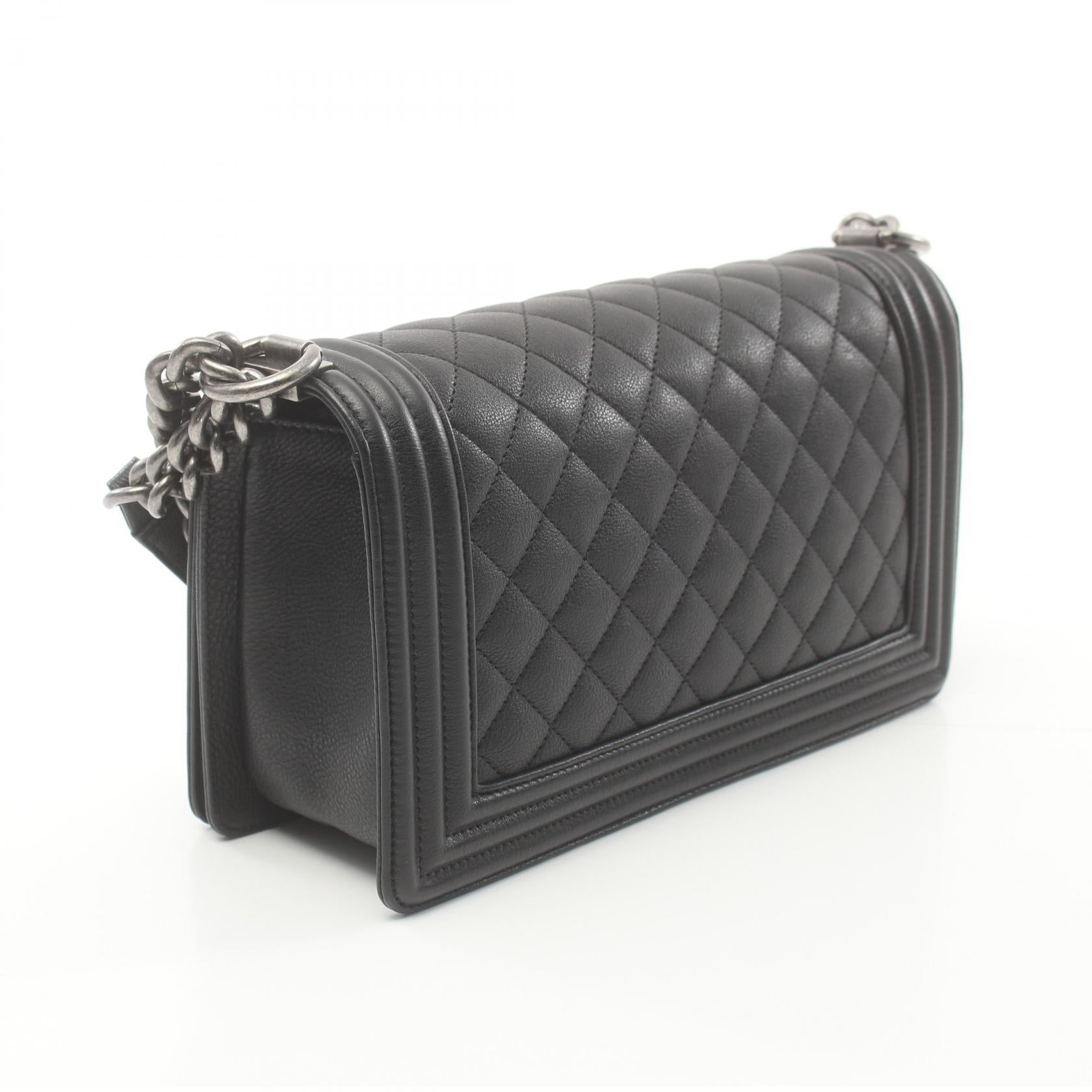 Chanel Boy Caviar Shoulder Bag Black