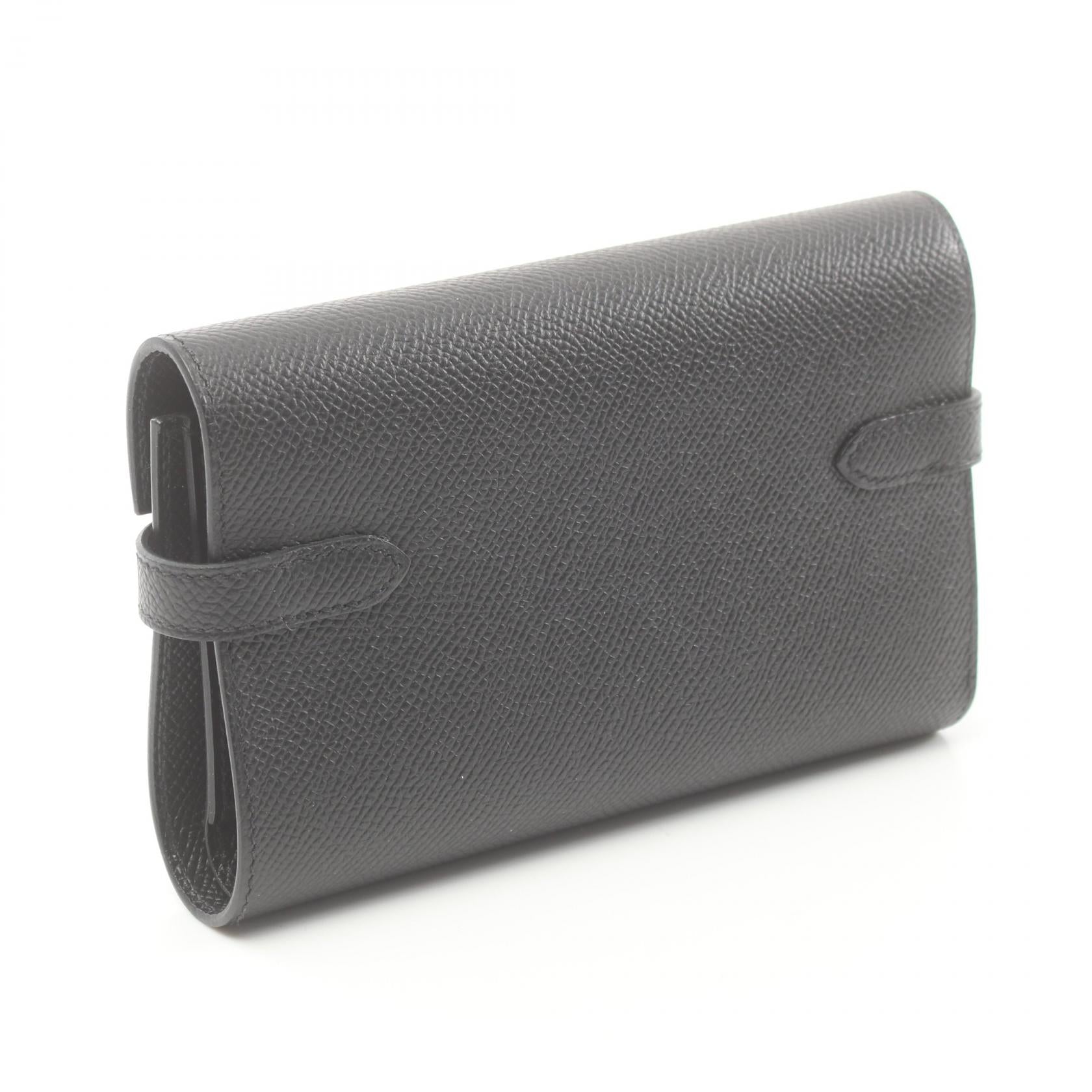 Hermes Kelly Wallet Medium Trifold Black