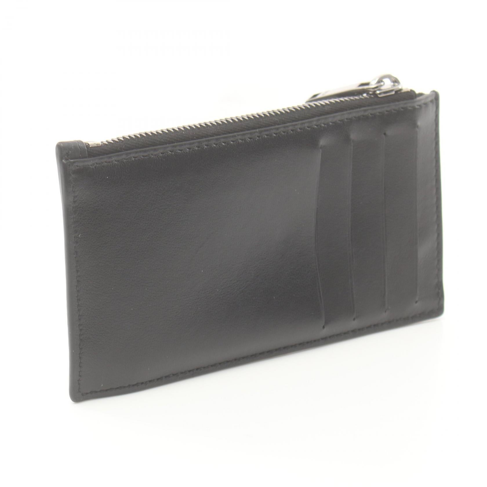 Dior Leather Zip Card Holder Black