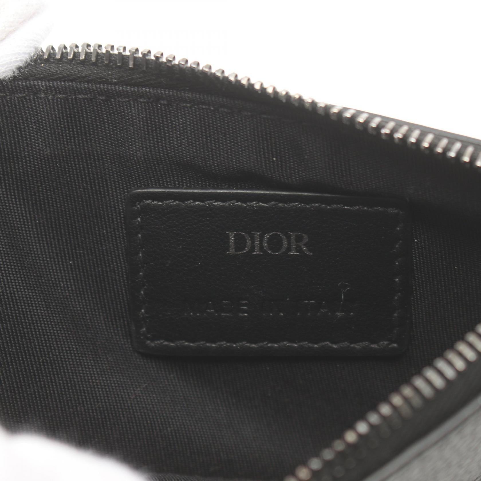 Dior Leather Zip Card Holder Black