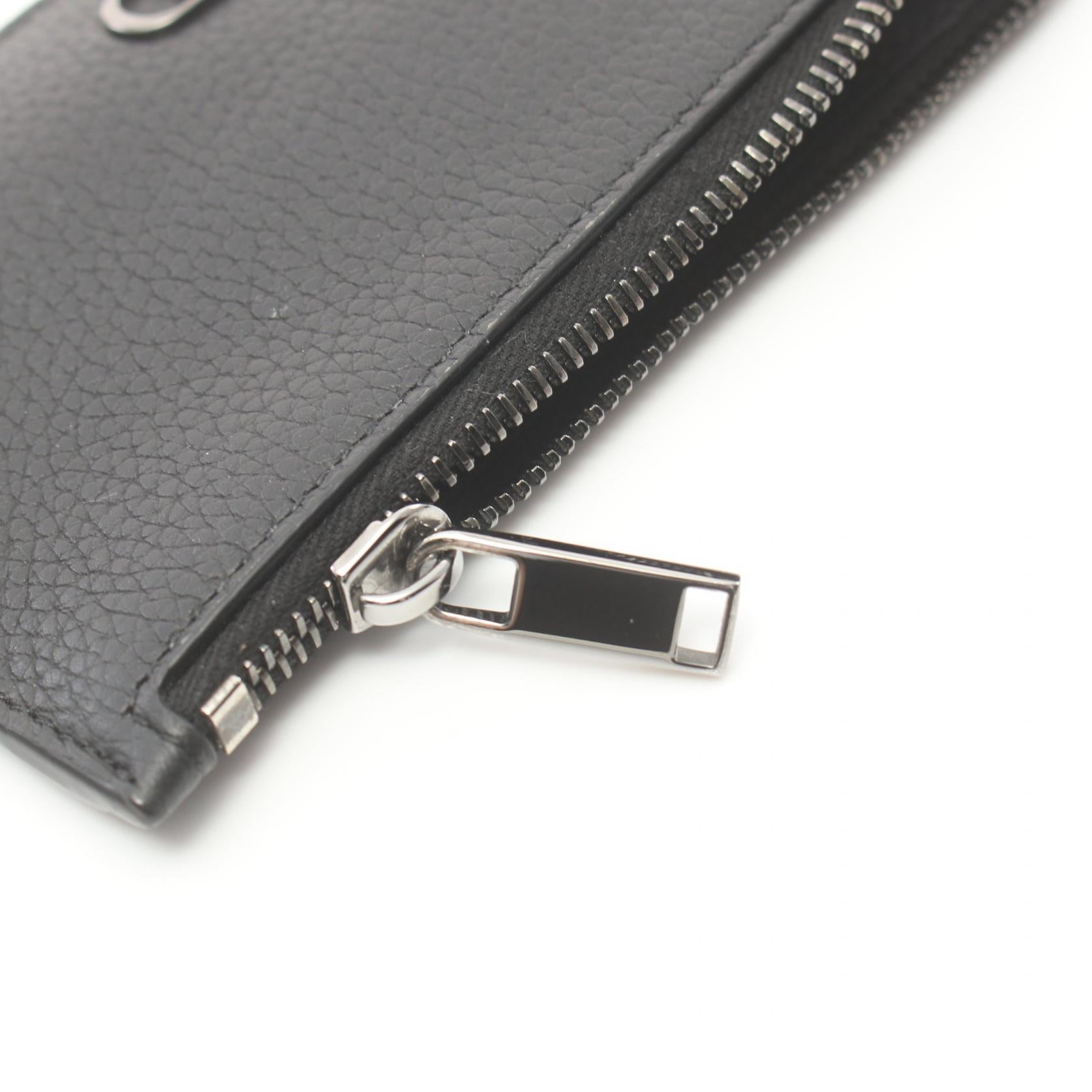 Dior Leather Zip Card Holder Black