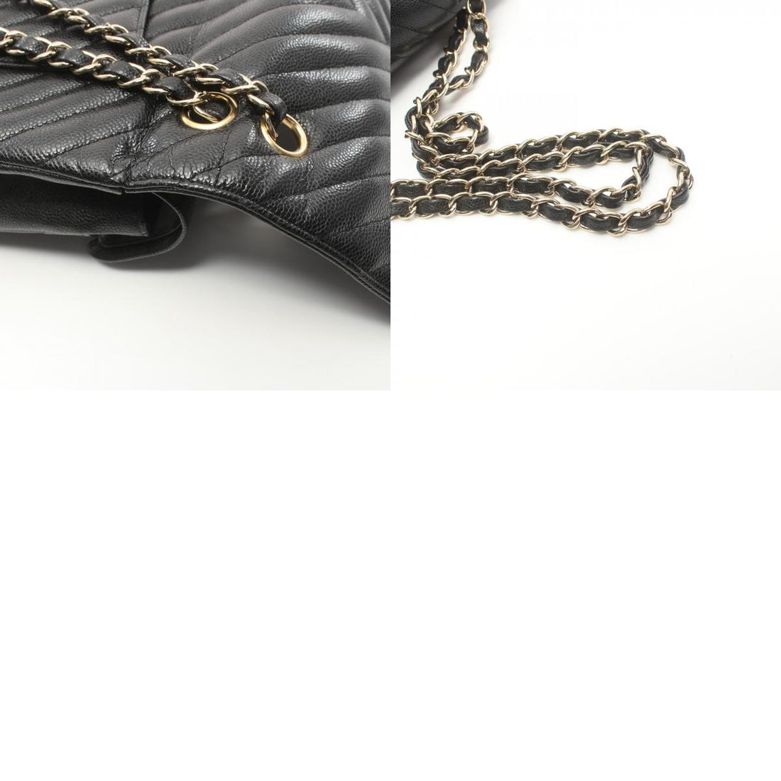 Chanel Caviar V-Stitch Shoulder Bag Black