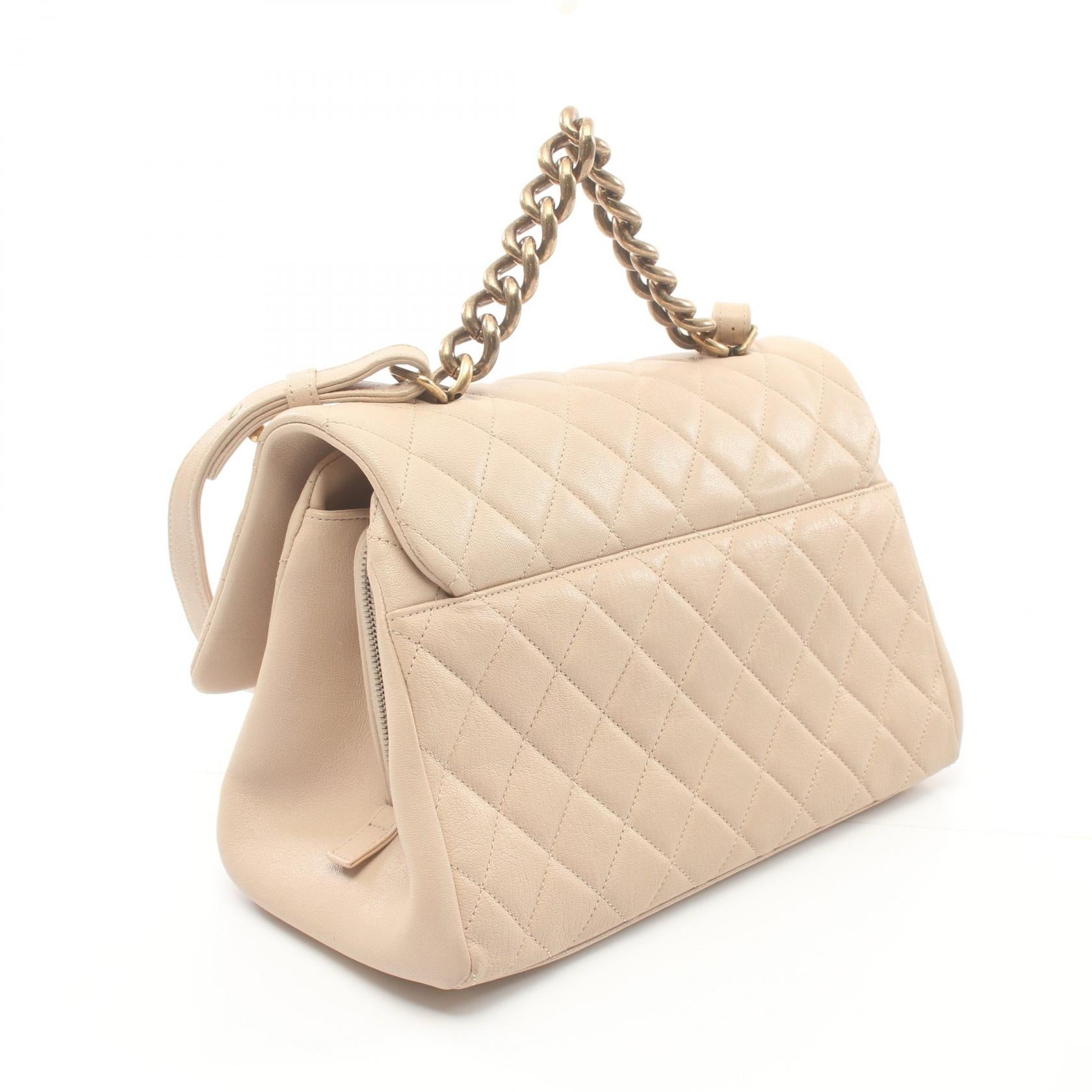 Chanel Matelasse Leather Handbag Beige A93443