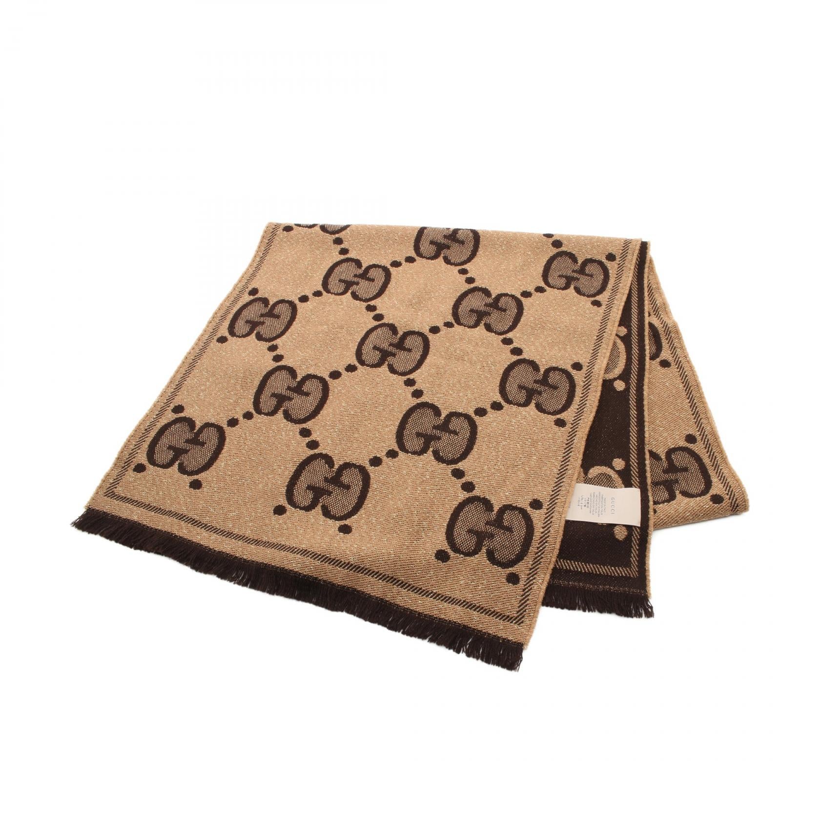 Gucci Wool GG Lame Jacquard Scarf 598993