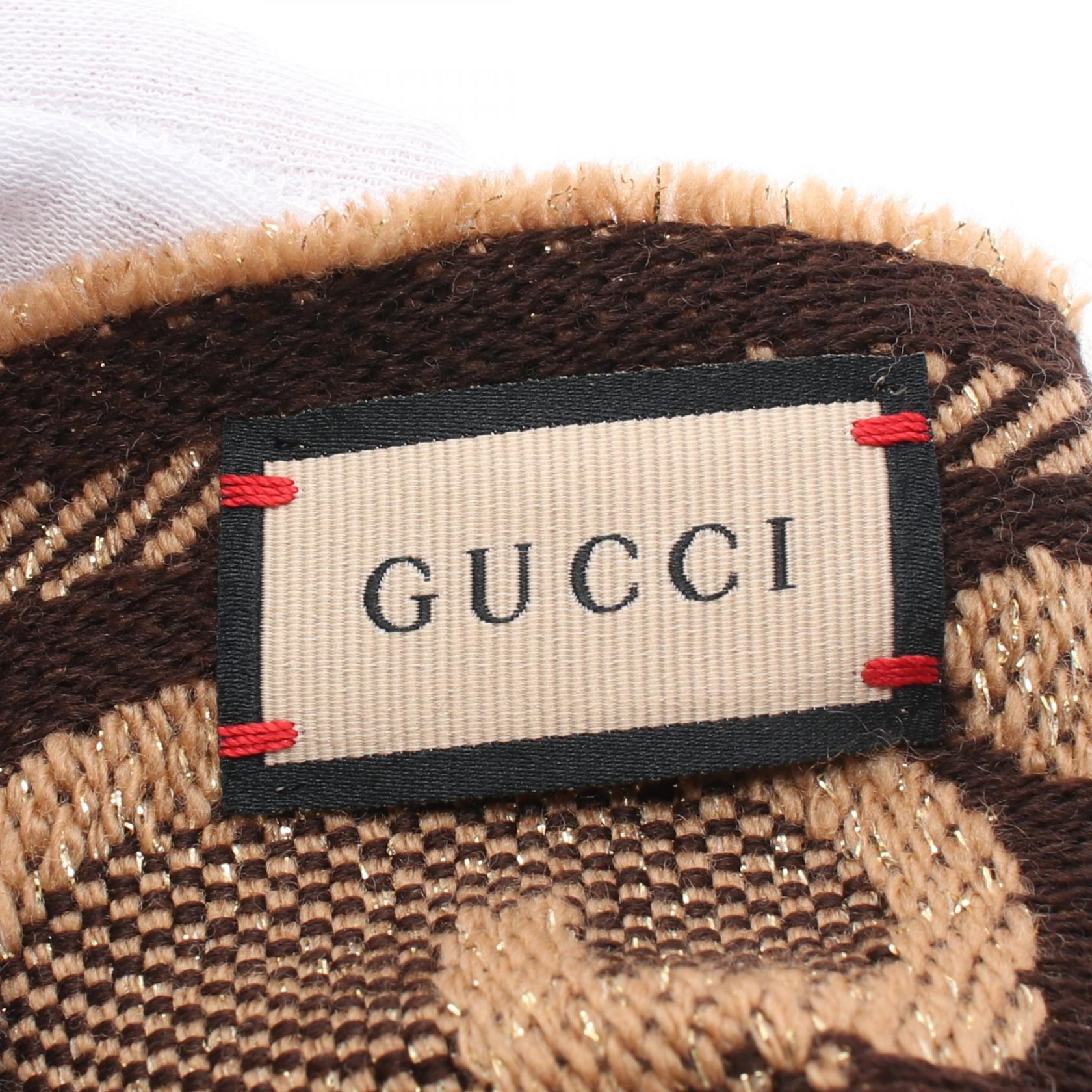 Gucci Wool GG Lame Jacquard Scarf 598993