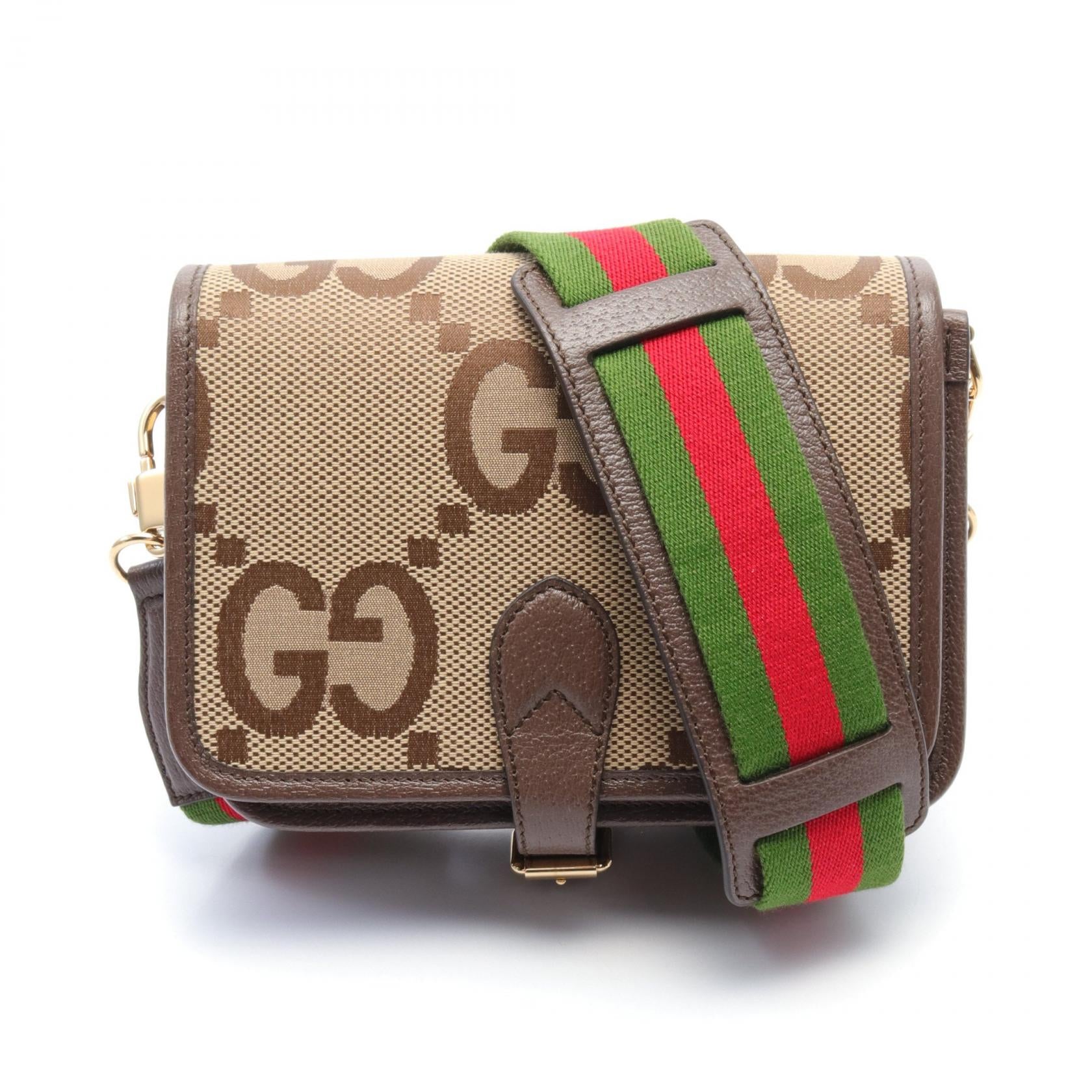 Gucci Jumbo GG Canvas Leather Shoulder Bag