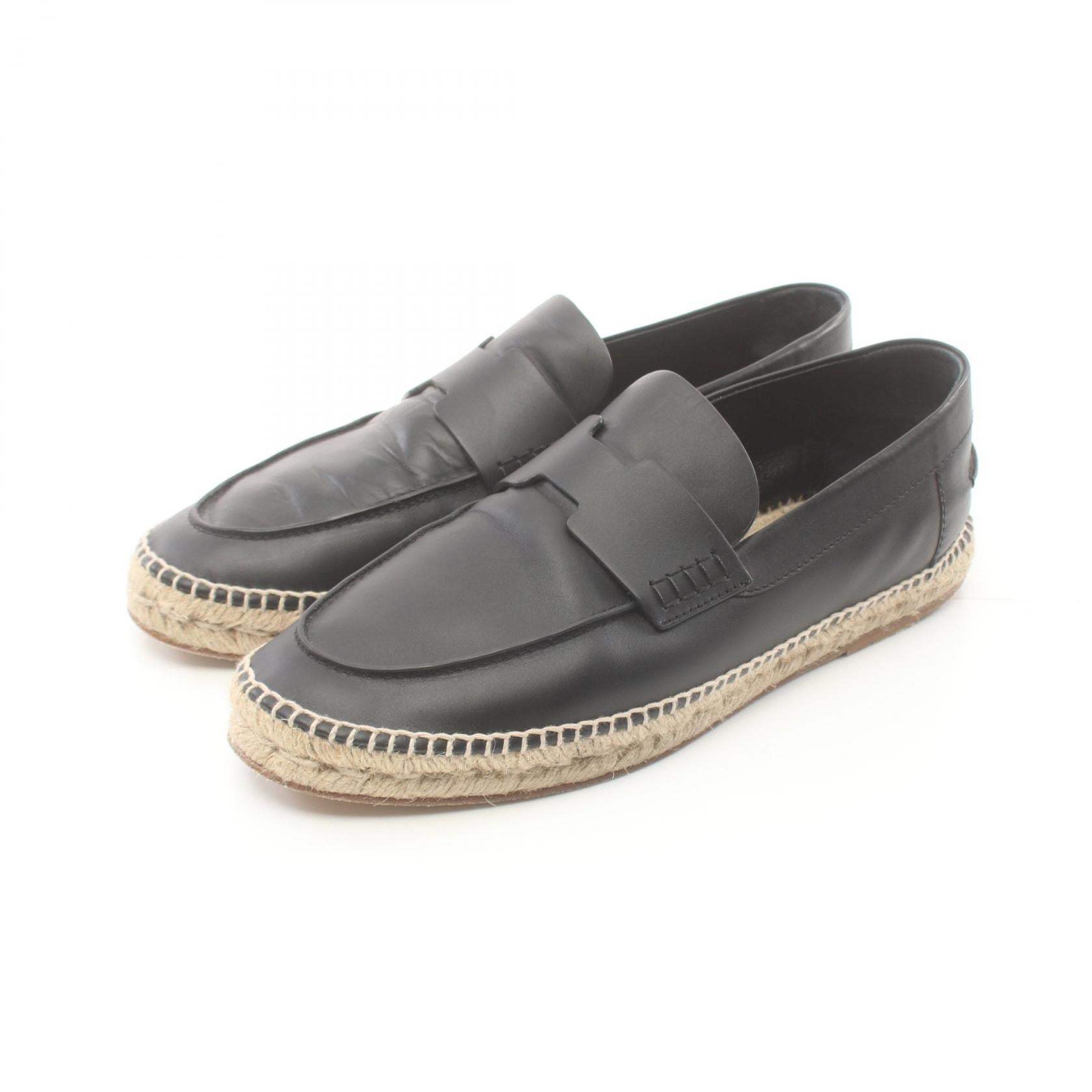 Hermes Leather Slip-On Shoes Black