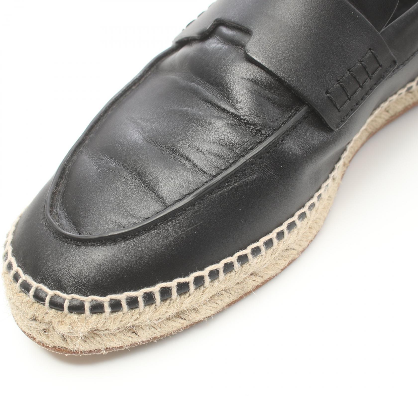 Hermes Leather Slip-On Shoes Black