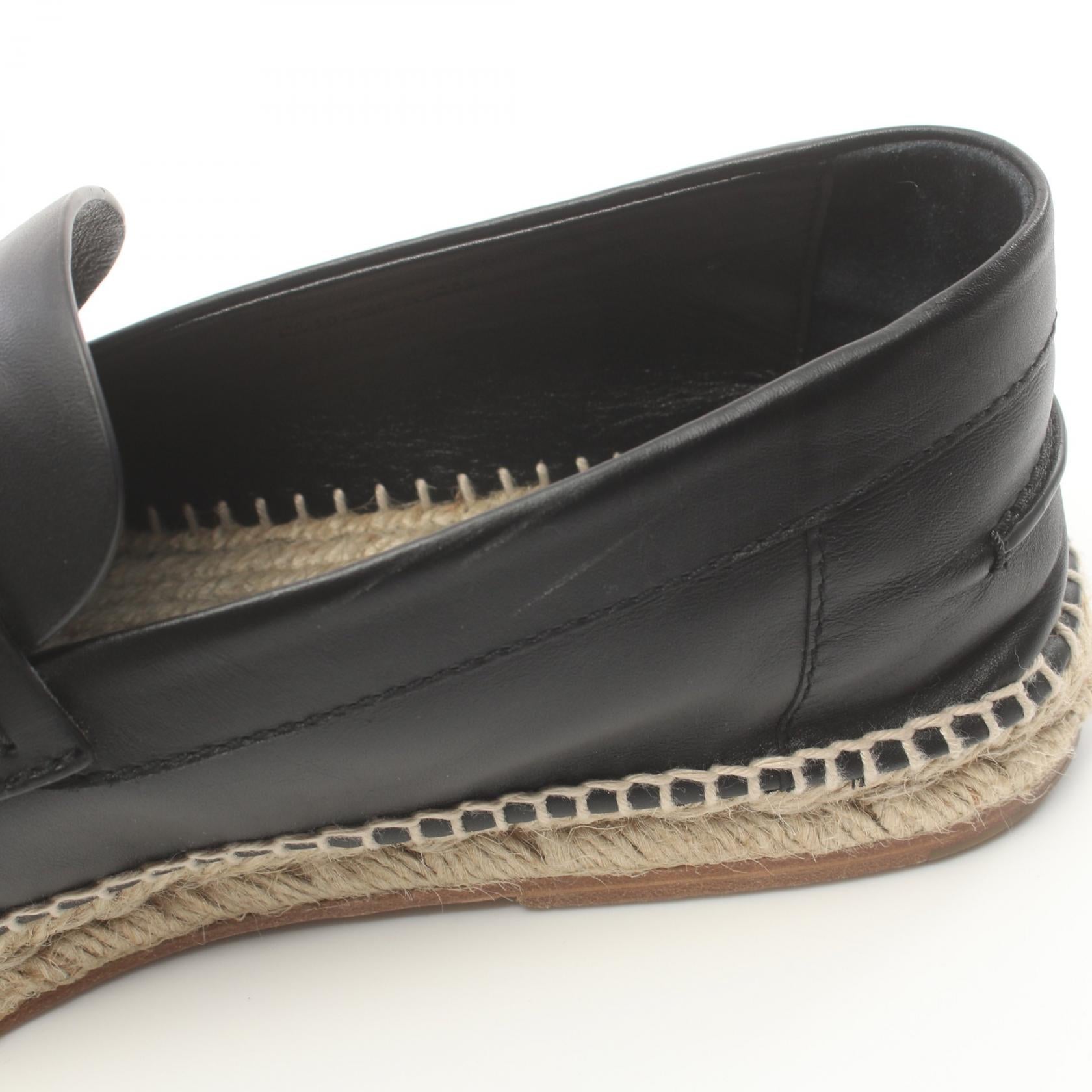 Hermes Leather Slip-On Shoes Black