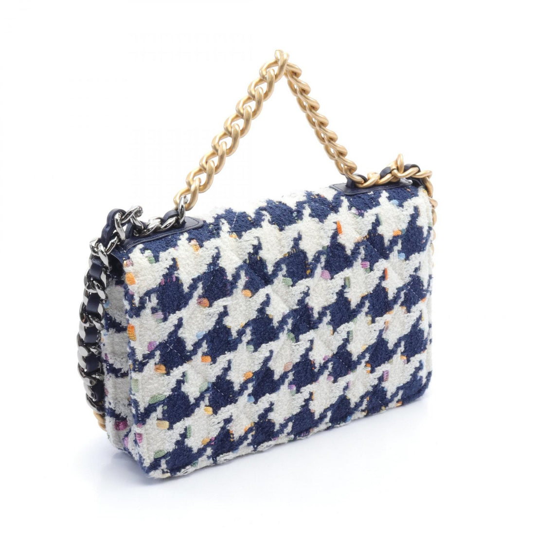 Chanel Leather Shoulder Bag Navy/White Multi