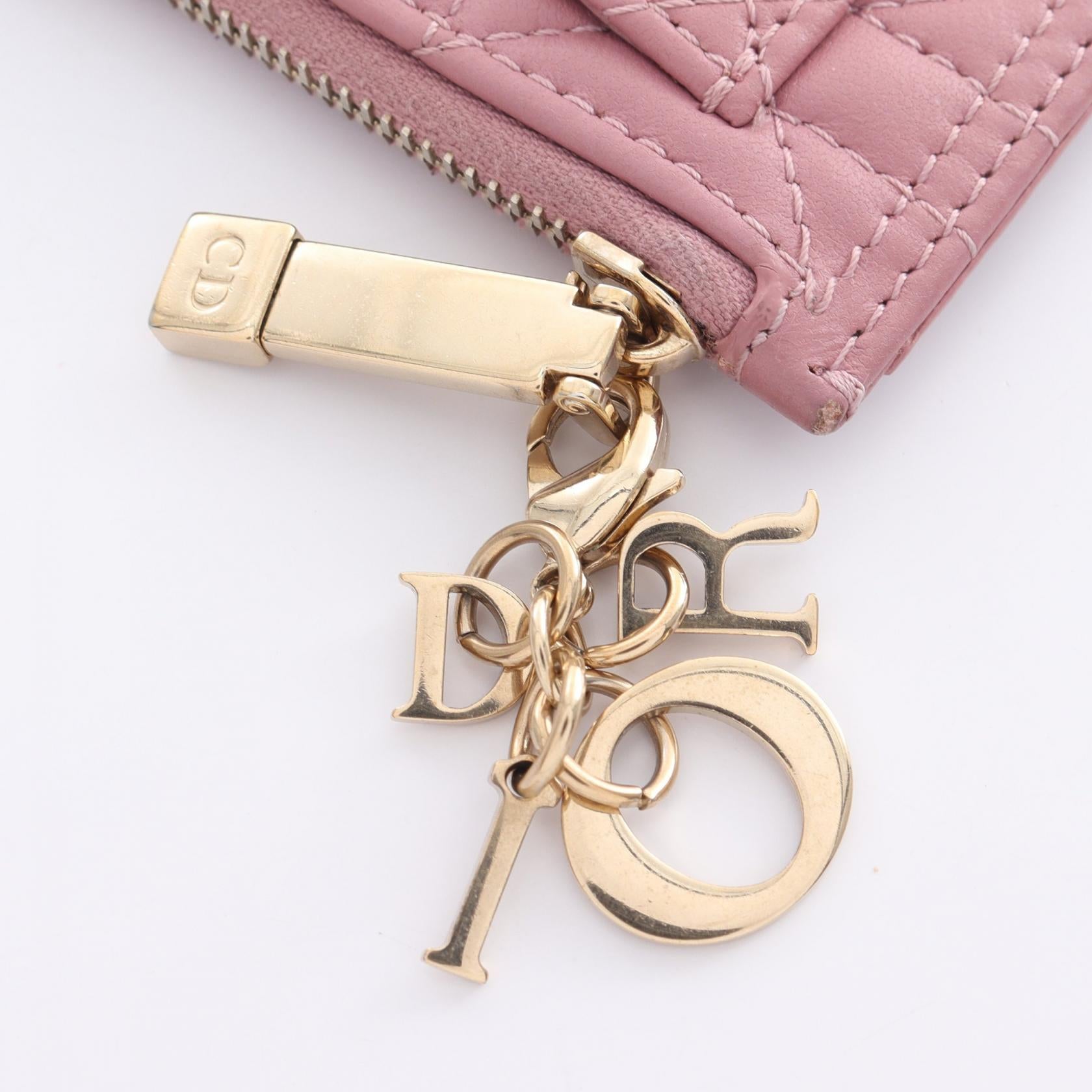 Dior Lady Dior Leather Coin Case Pink