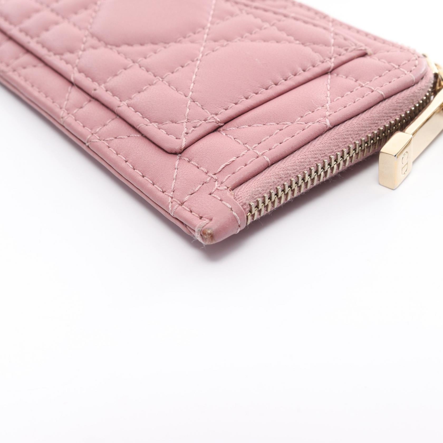 Dior Lady Dior Leather Coin Case Pink