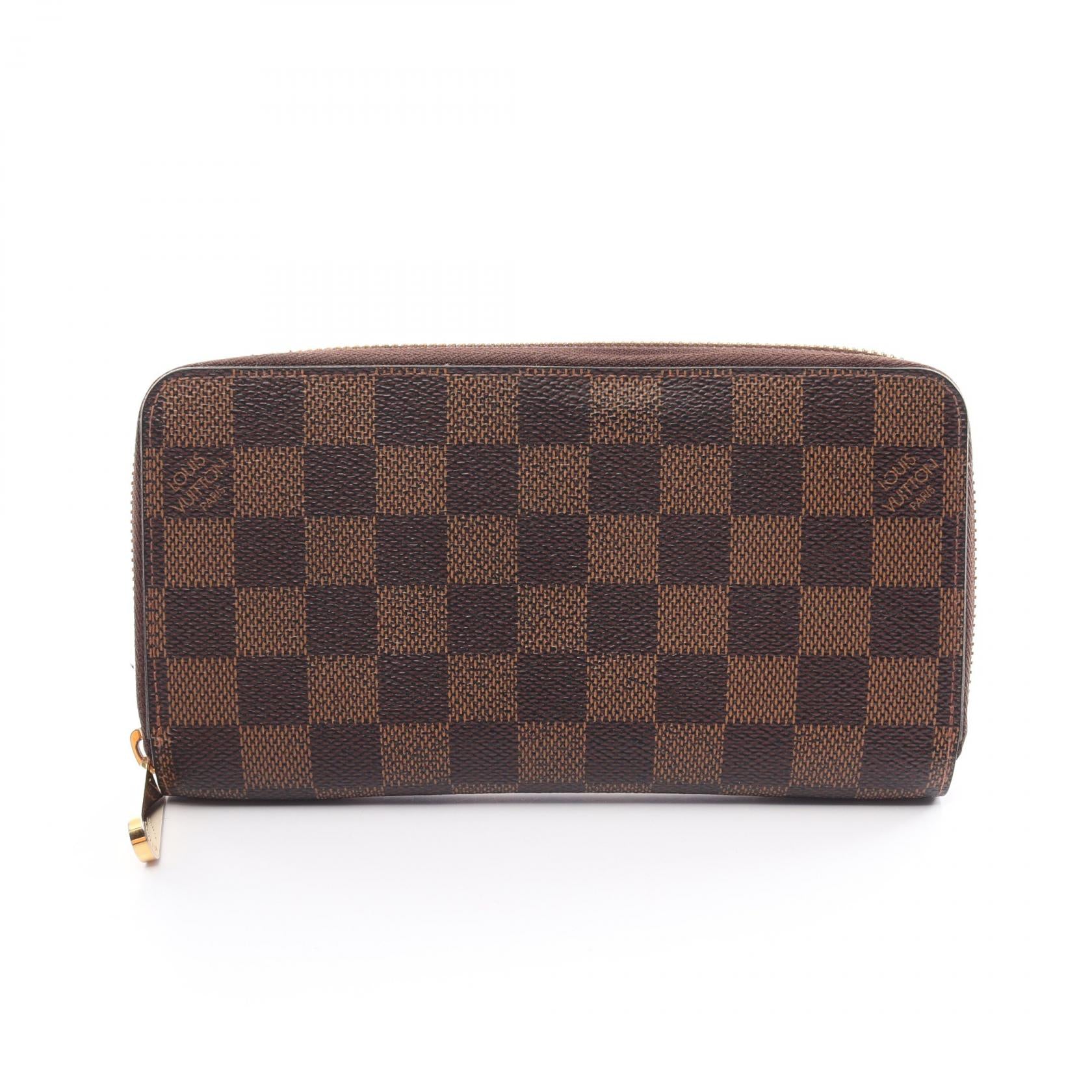 Louis Vuitton Damier Ebene Zippy Wallet Canvas Long Wallet N60015 in Very Good Condition