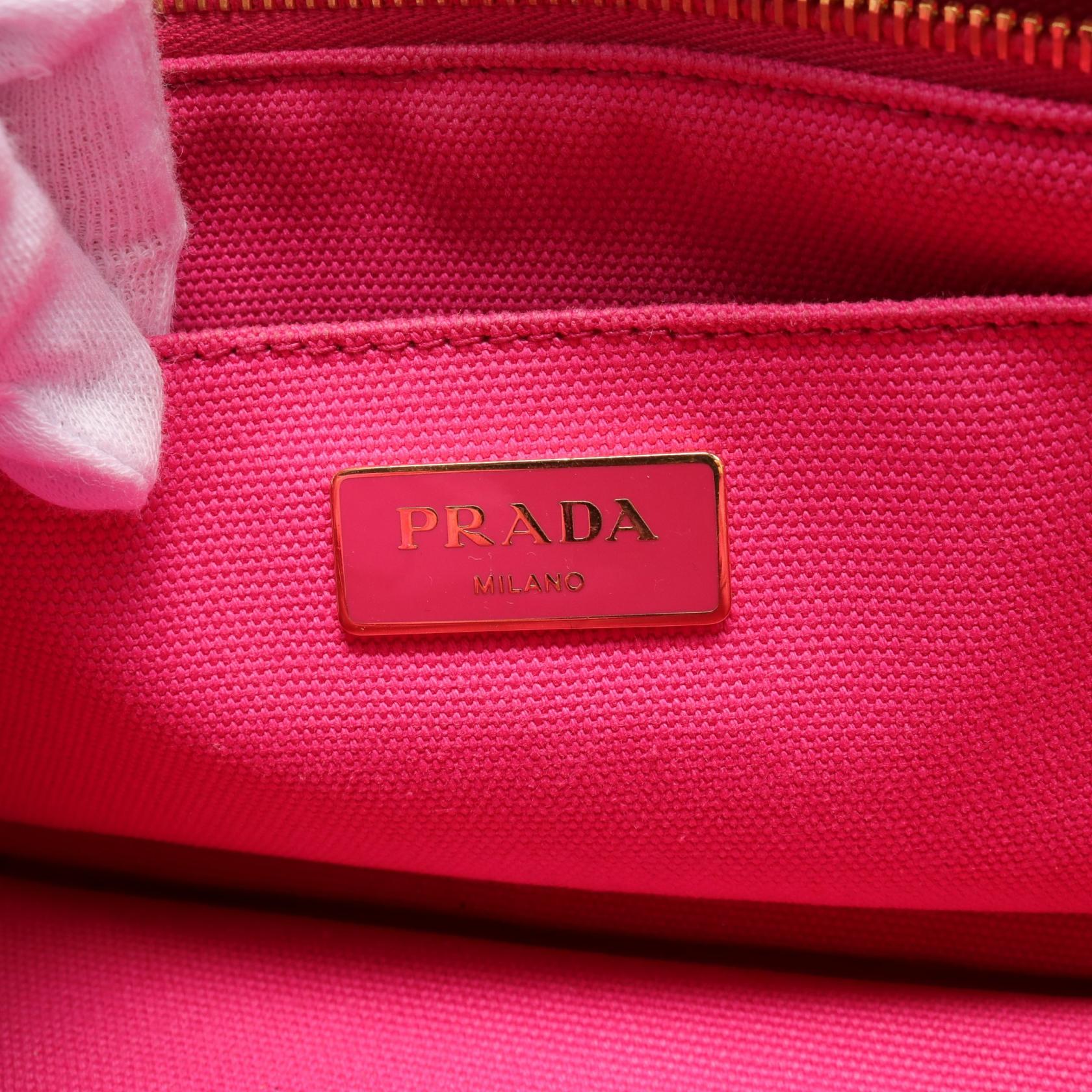 Prada Canapa Mini Handbag Canvas Shoulder Bag 1BG439 in Very Good Condition