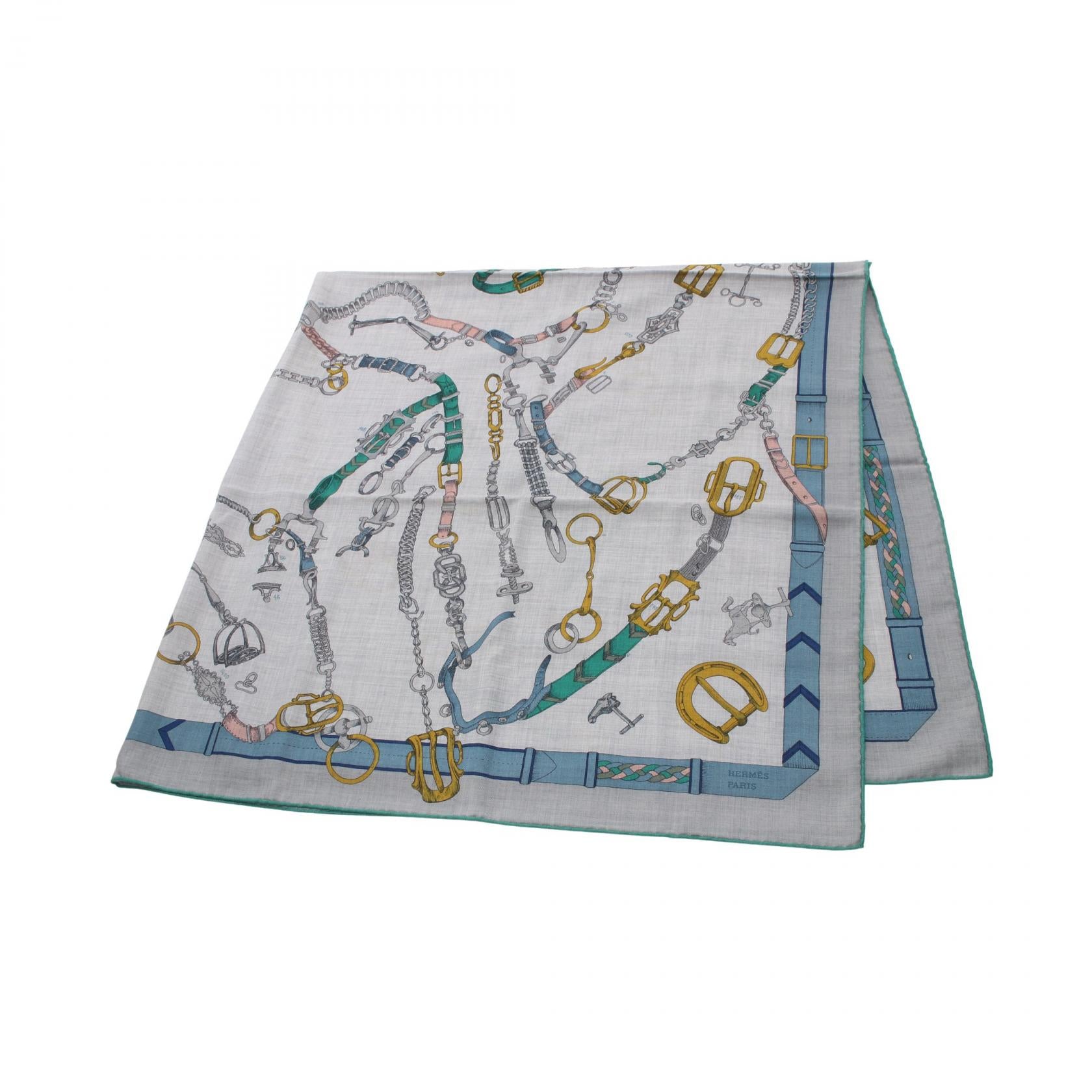 Hermes Silk Cashmere Scarf Chevaux Dechaines