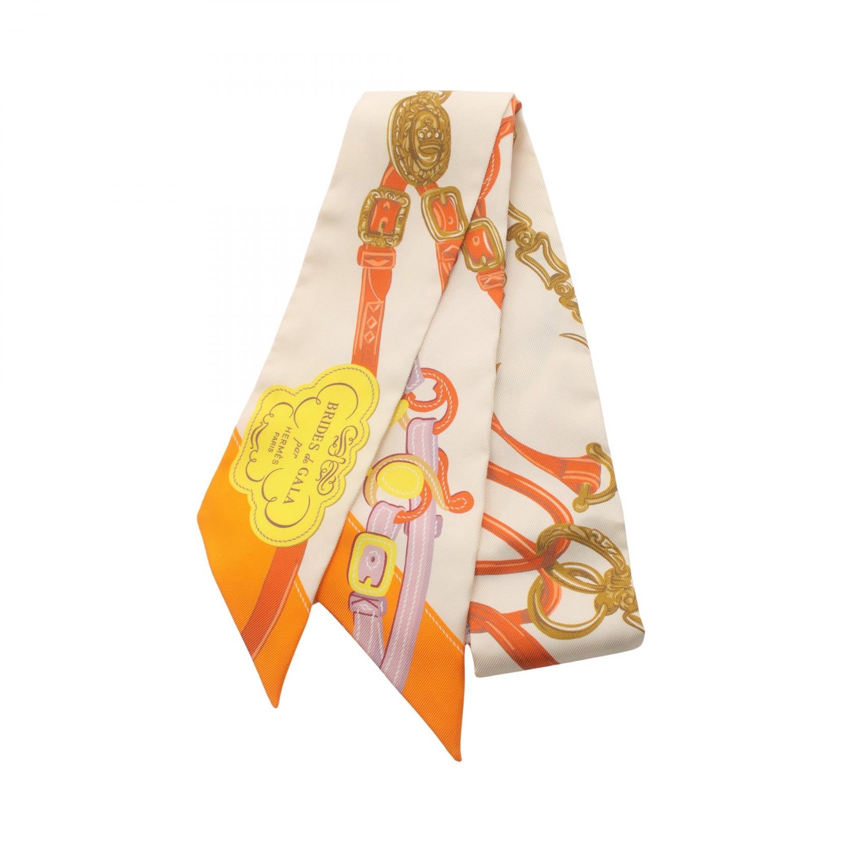 Hermes Brides de Gala Twilly Silk Scarf Canvas Scarf in Excellent Condition