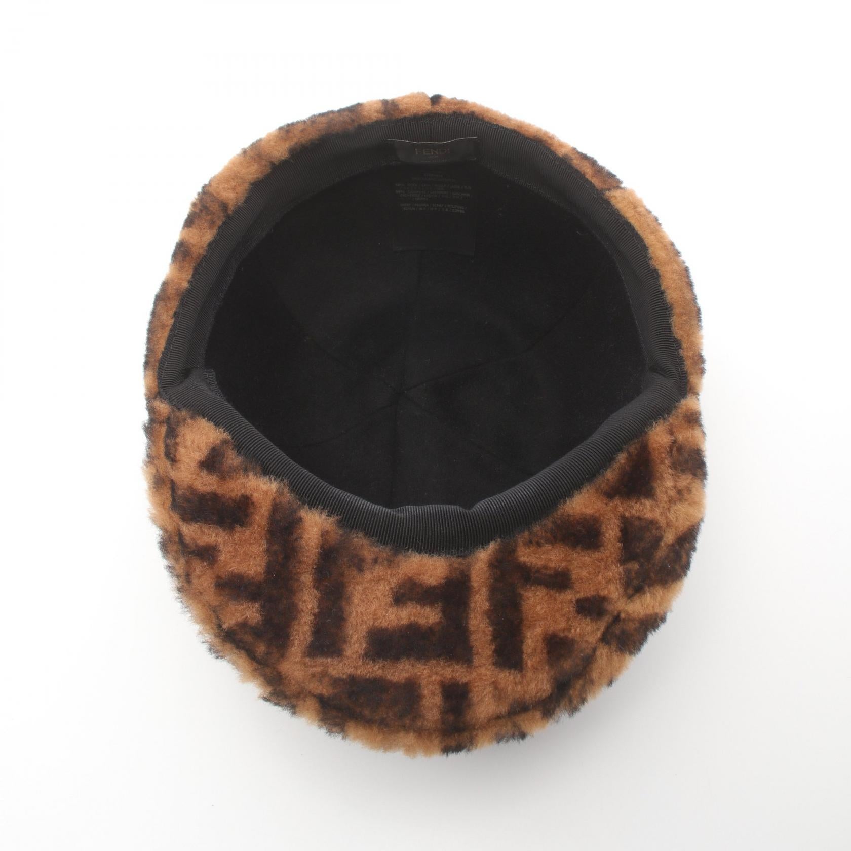 Fendi Wool Cashmere Zucca Cap Hat