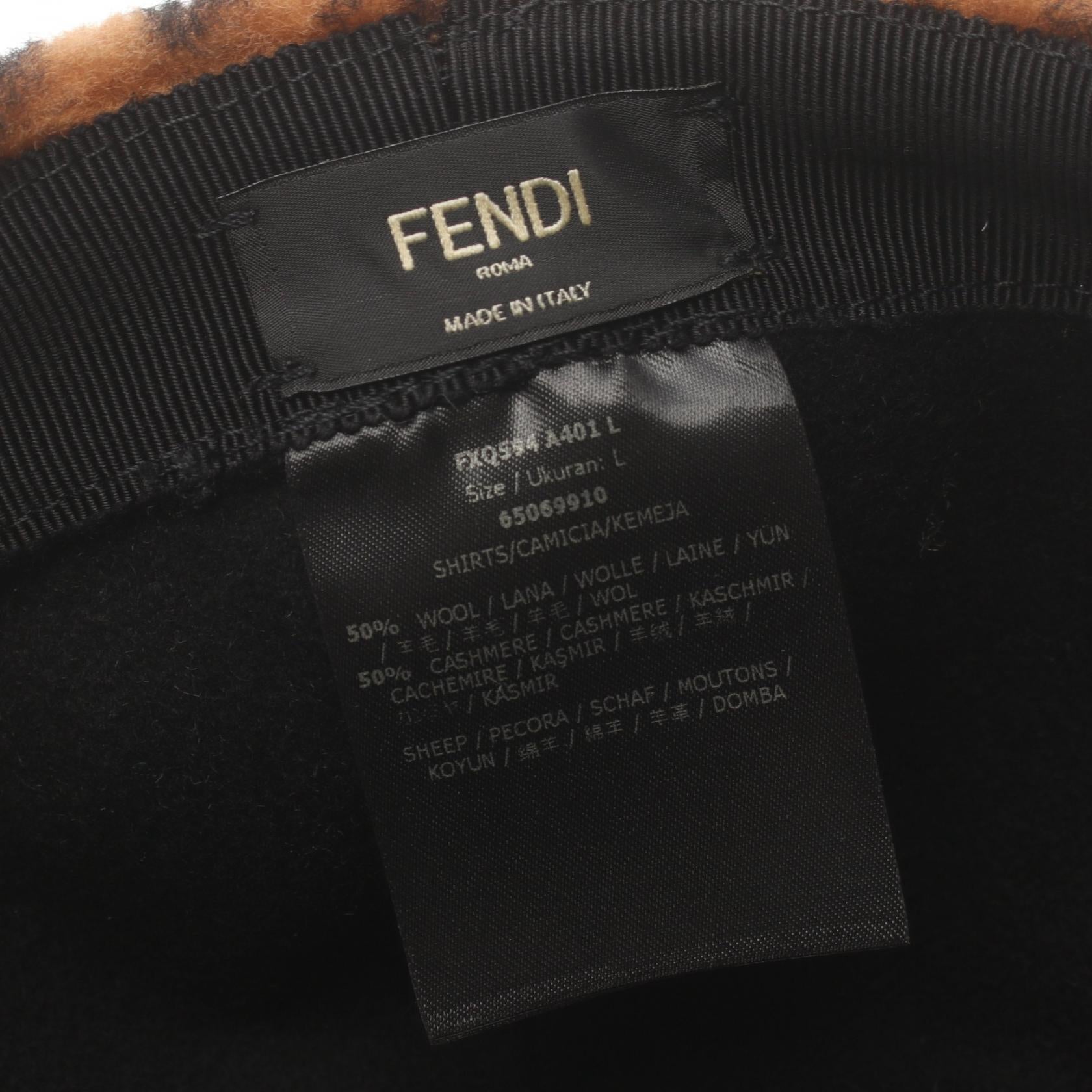 Fendi Wool Cashmere Zucca Cap Hat