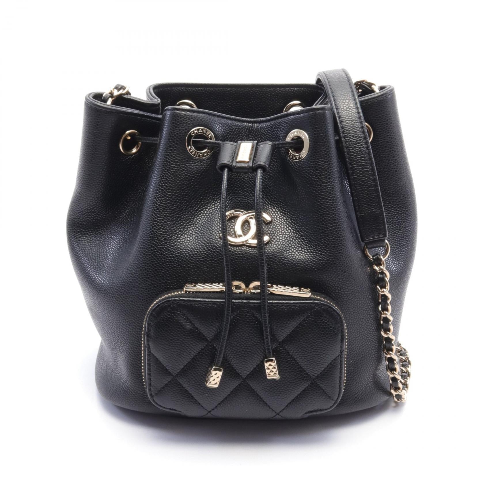 Chanel Caviar Skin Matelasse Bucket Shoulder Bag